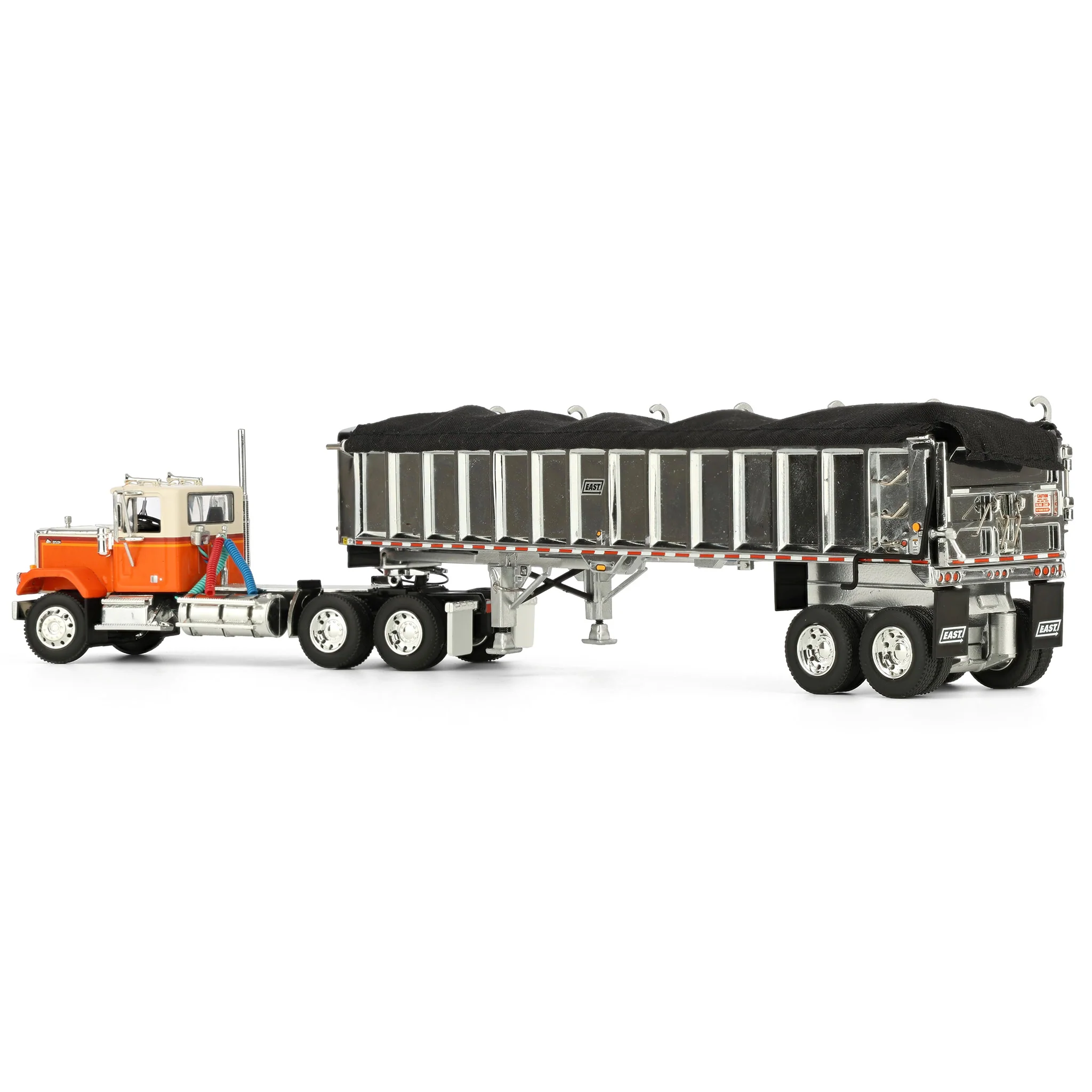 1/64 Orange Chevrolet Bison Day Cab with East End Dump Trailer, DCP by First Gear - Image 4