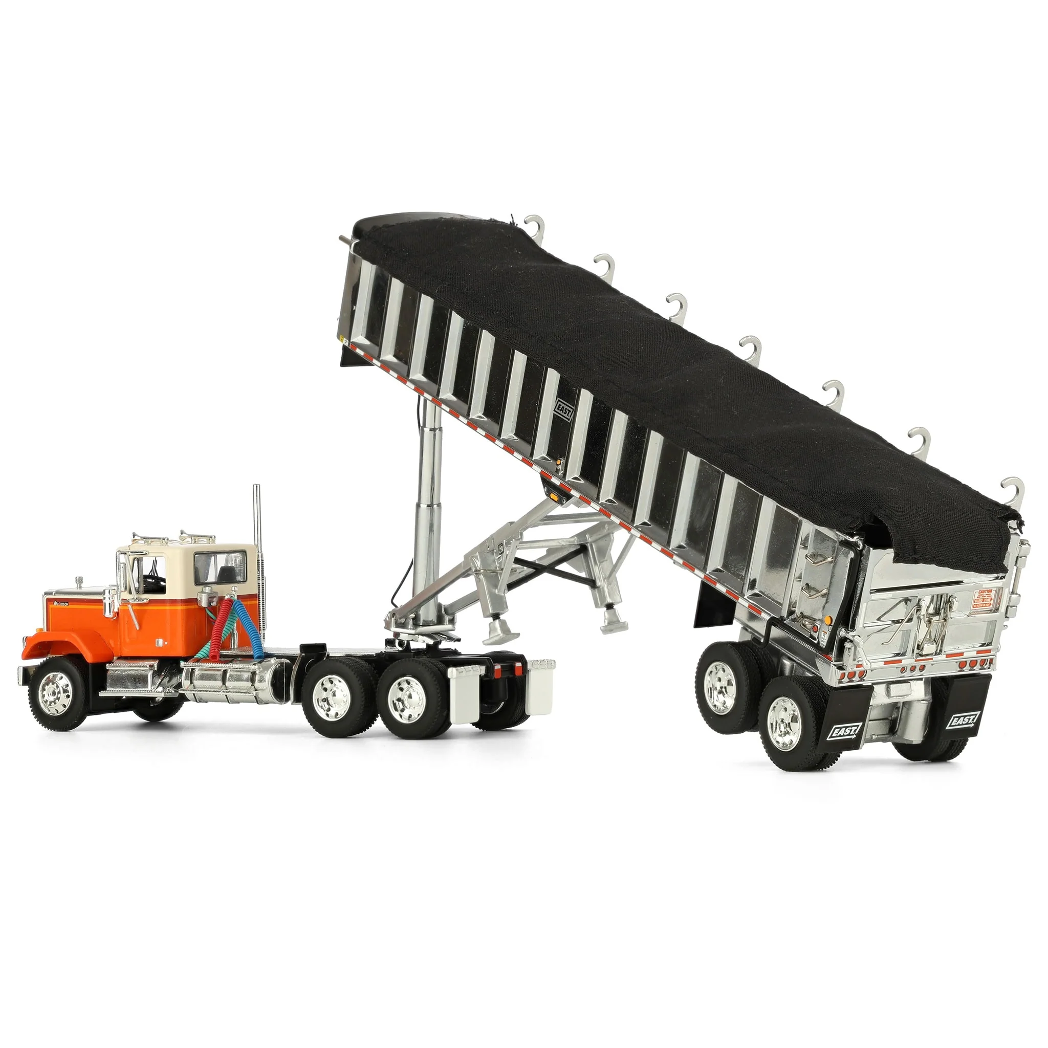 1/64 Orange Chevrolet Bison Day Cab with East End Dump Trailer, DCP by First Gear - Image 5
