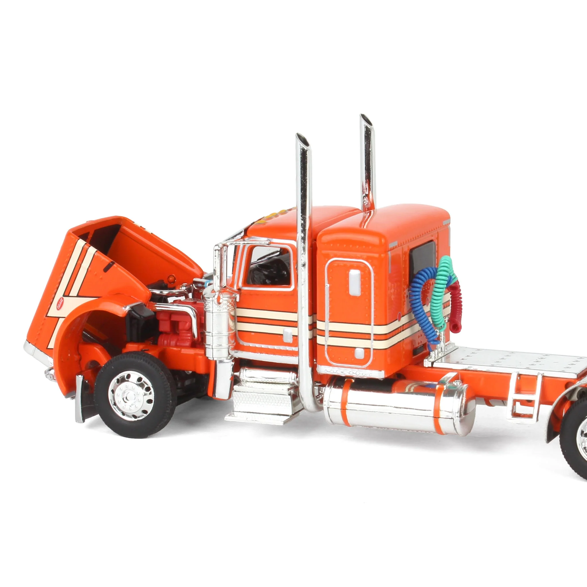 1/64 Orange/Cream Peterbilt 389 with Polished Polar Deep Drop Tanker, DCP by First Gear - Image 5