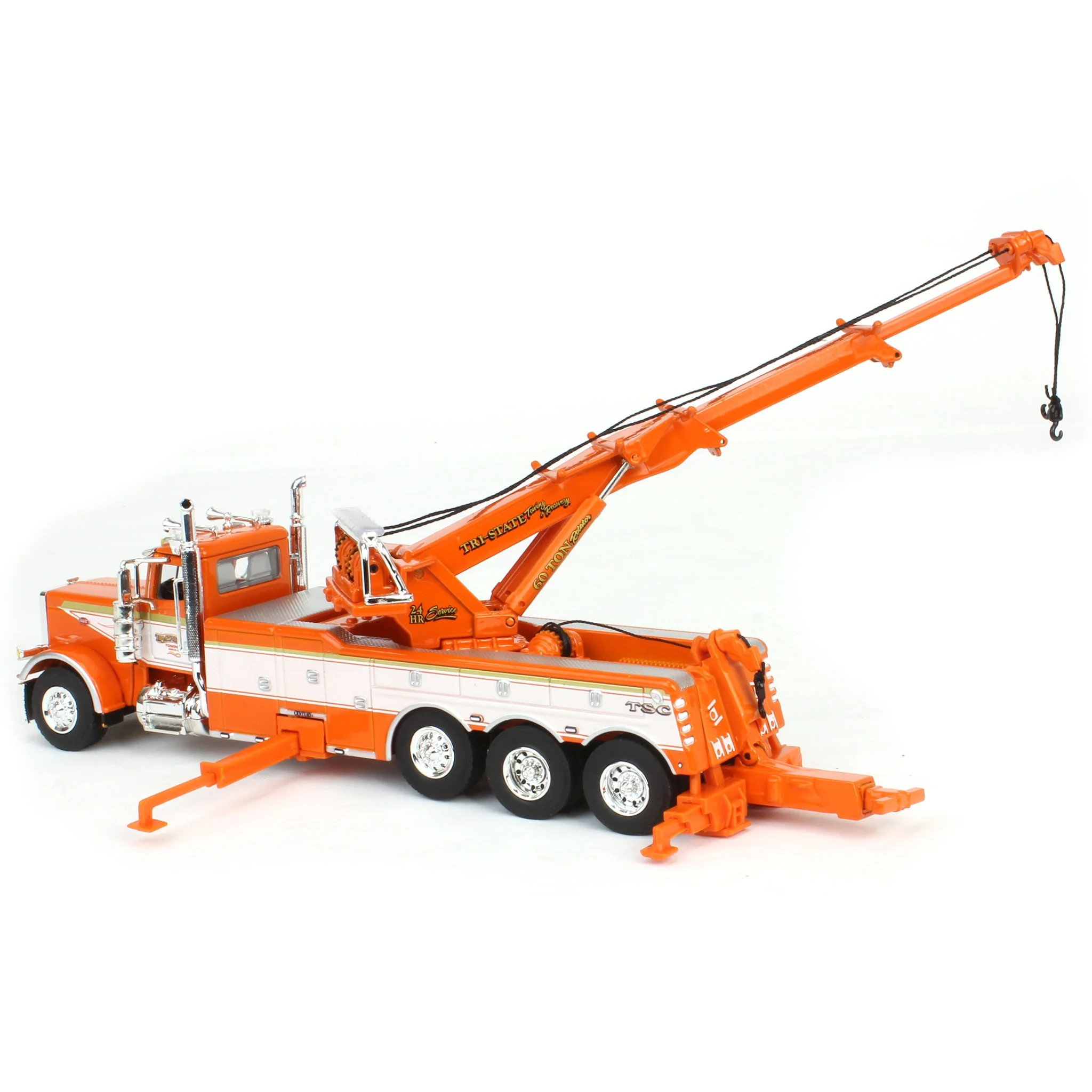 1/64 Orange/White Peterbilt 389 with Century 1150 Rotator Wrecker, Tri-State Commodities, DCP by First Gear - Image 4