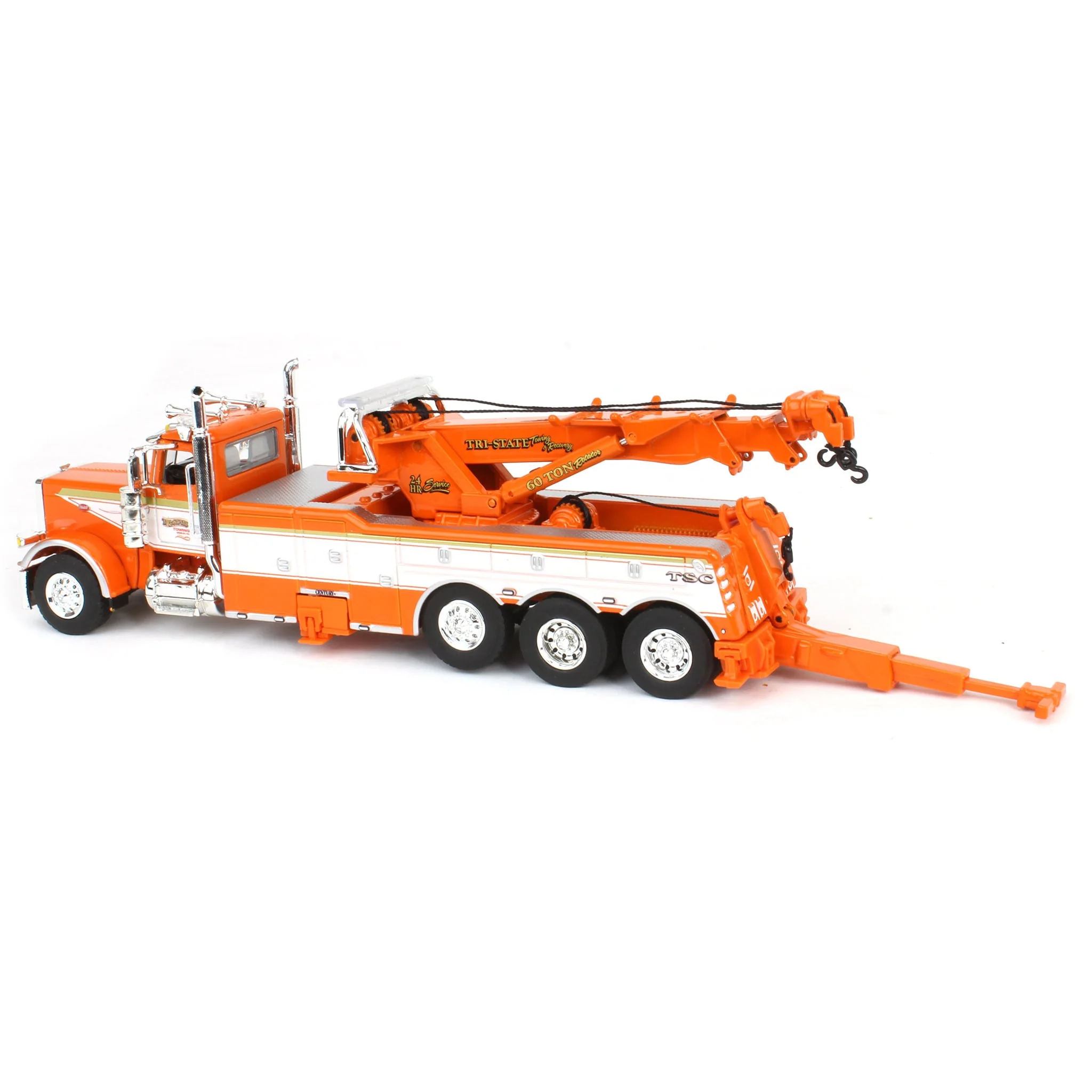 1/64 Orange/White Peterbilt 389 with Century 1150 Rotator Wrecker, Tri-State Commodities, DCP by First Gear - Image 5