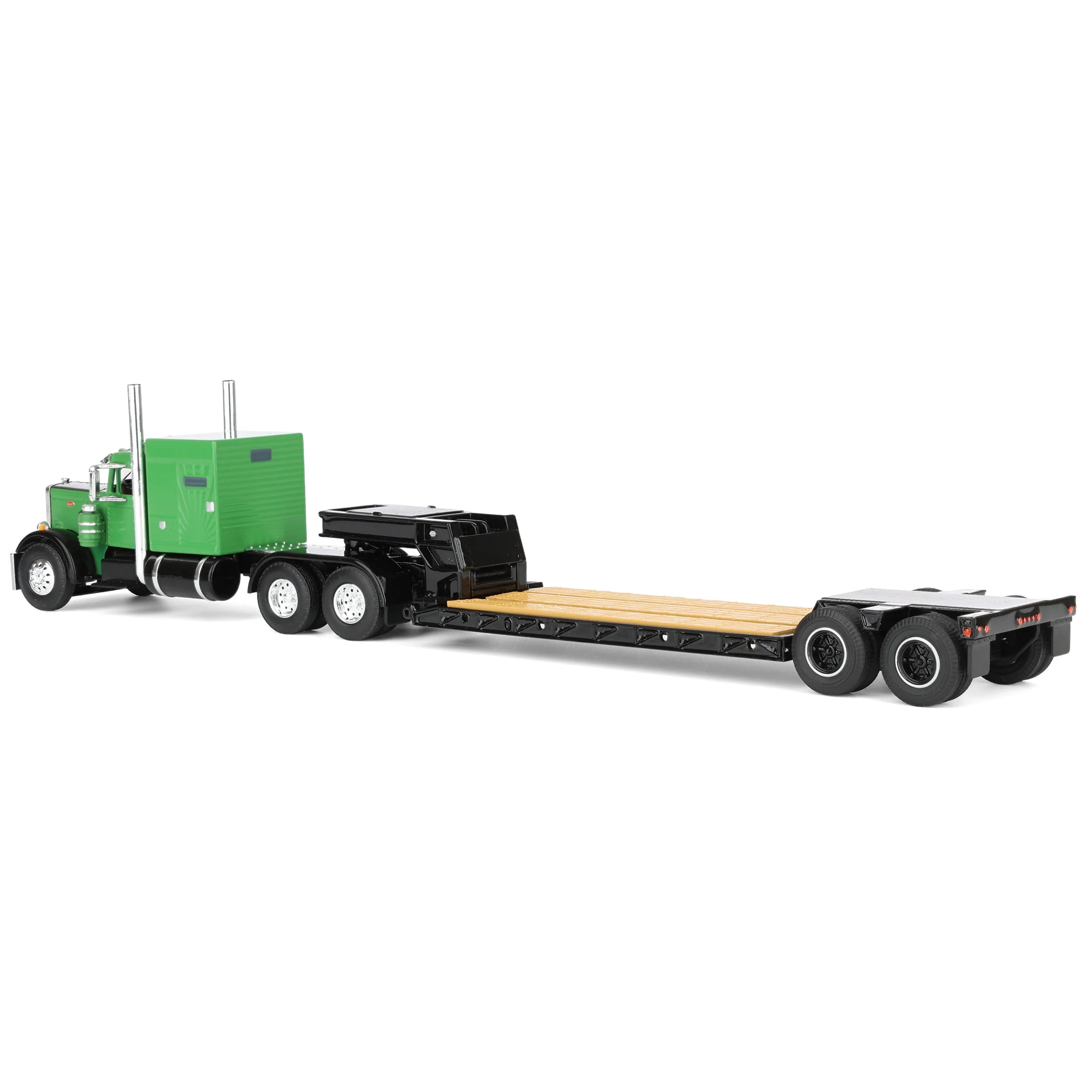 1/64 Peterbilt 351 Semi Truck with Rogers Vintage Lowboy Trailer, Green/Black, DCP by First Gear - Image 4