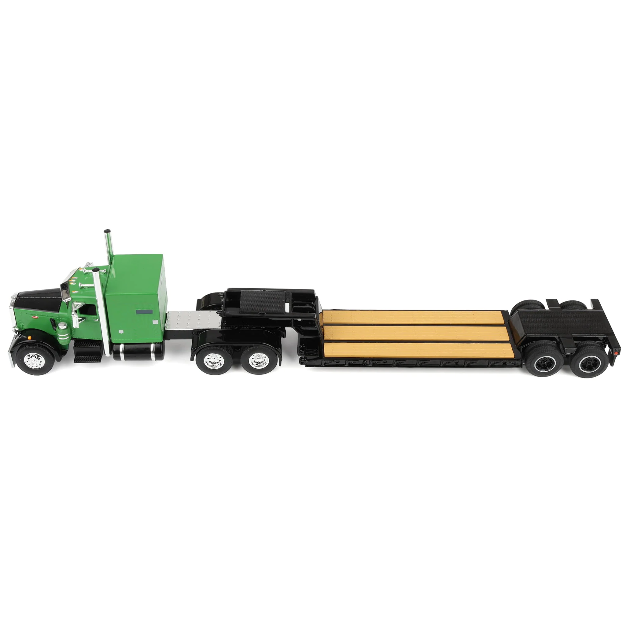 1/64 Peterbilt 351 Semi Truck with Rogers Vintage Lowboy Trailer, Green/Black, DCP by First Gear - Image 5