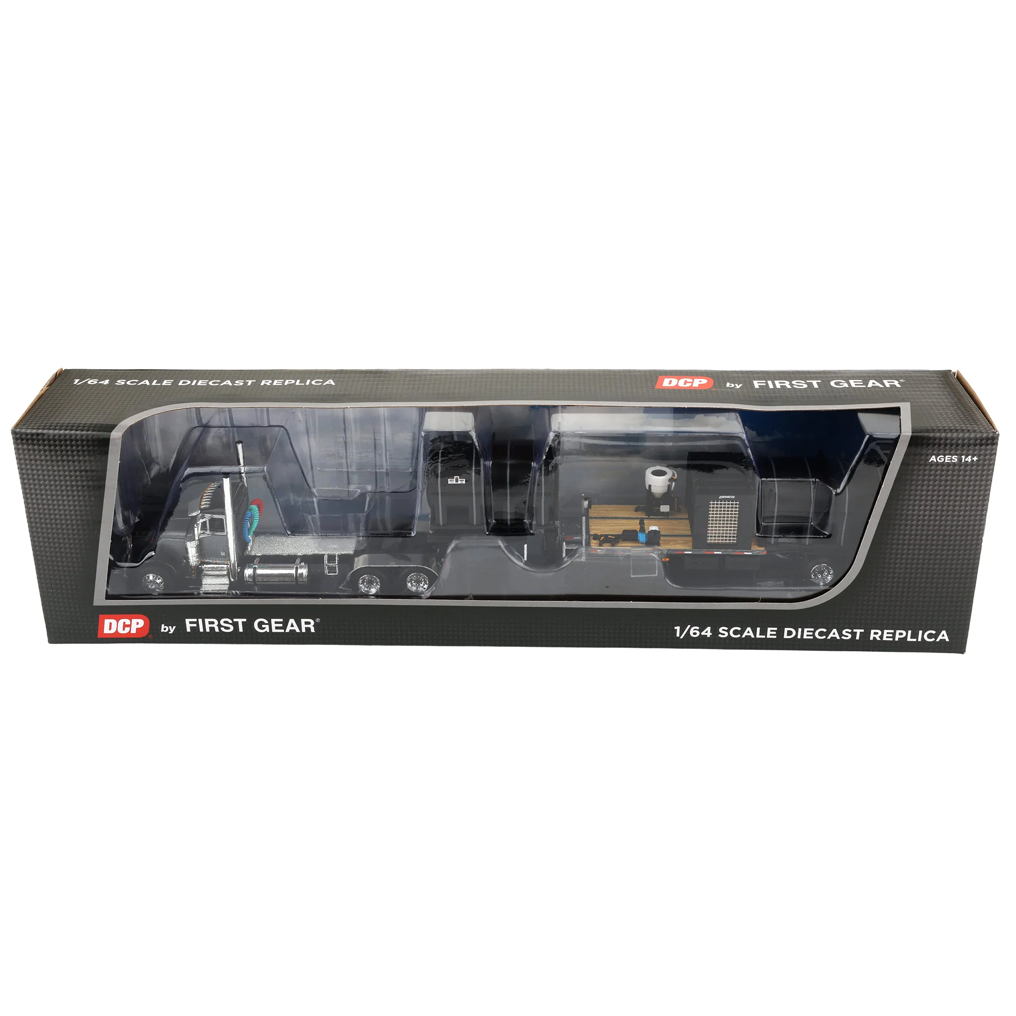 1/64 Peterbilt 379 Semi Truck with Day Cab & DEMCO Liquid Tender Trailer, Gunmetal & Black, DCP by First Gear - Image 7