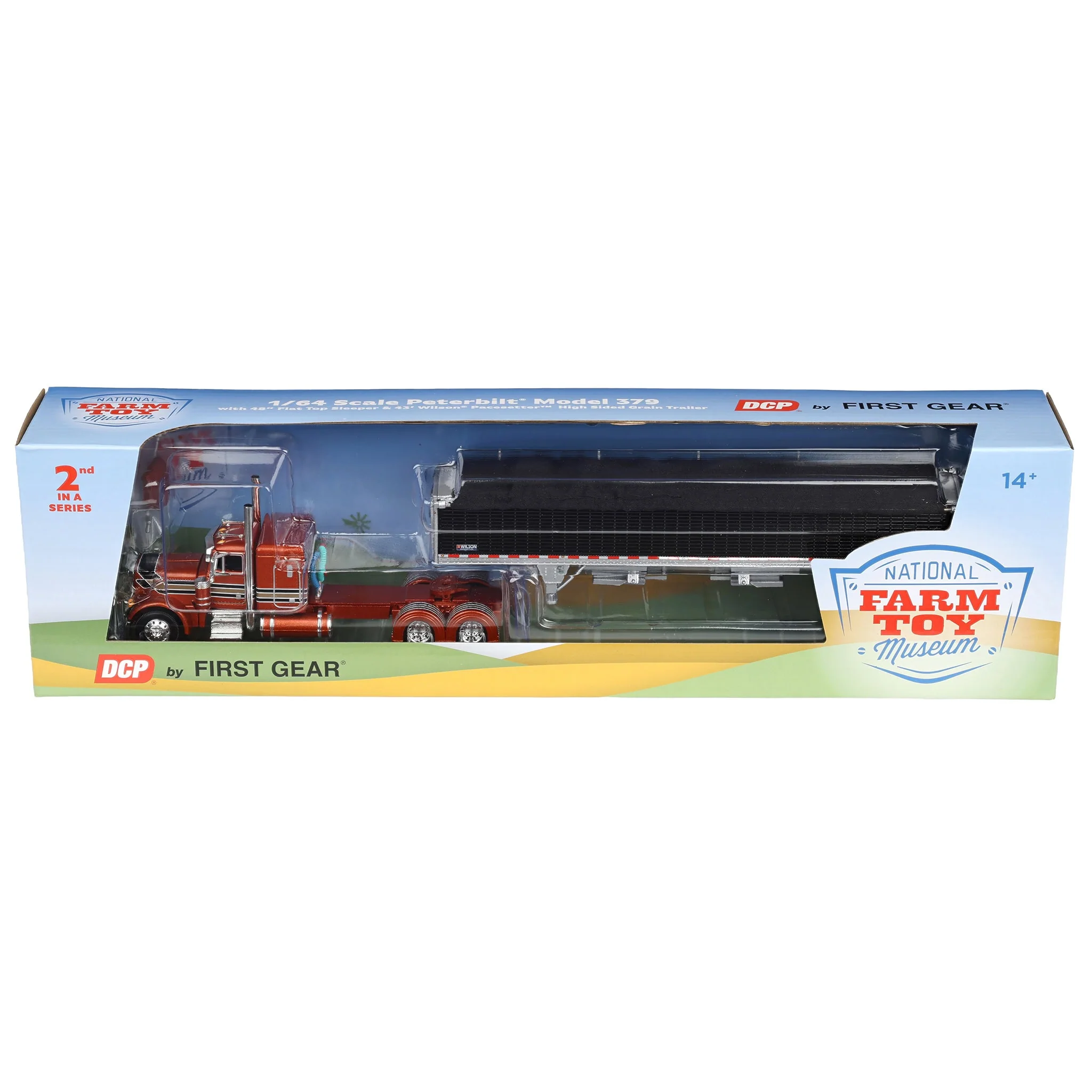 1/64 Peterbilt 379 Semi Truck with Wilson Grain Trailer, 2025 National Farm Toy Museum, DCP by First Gear - Image 6