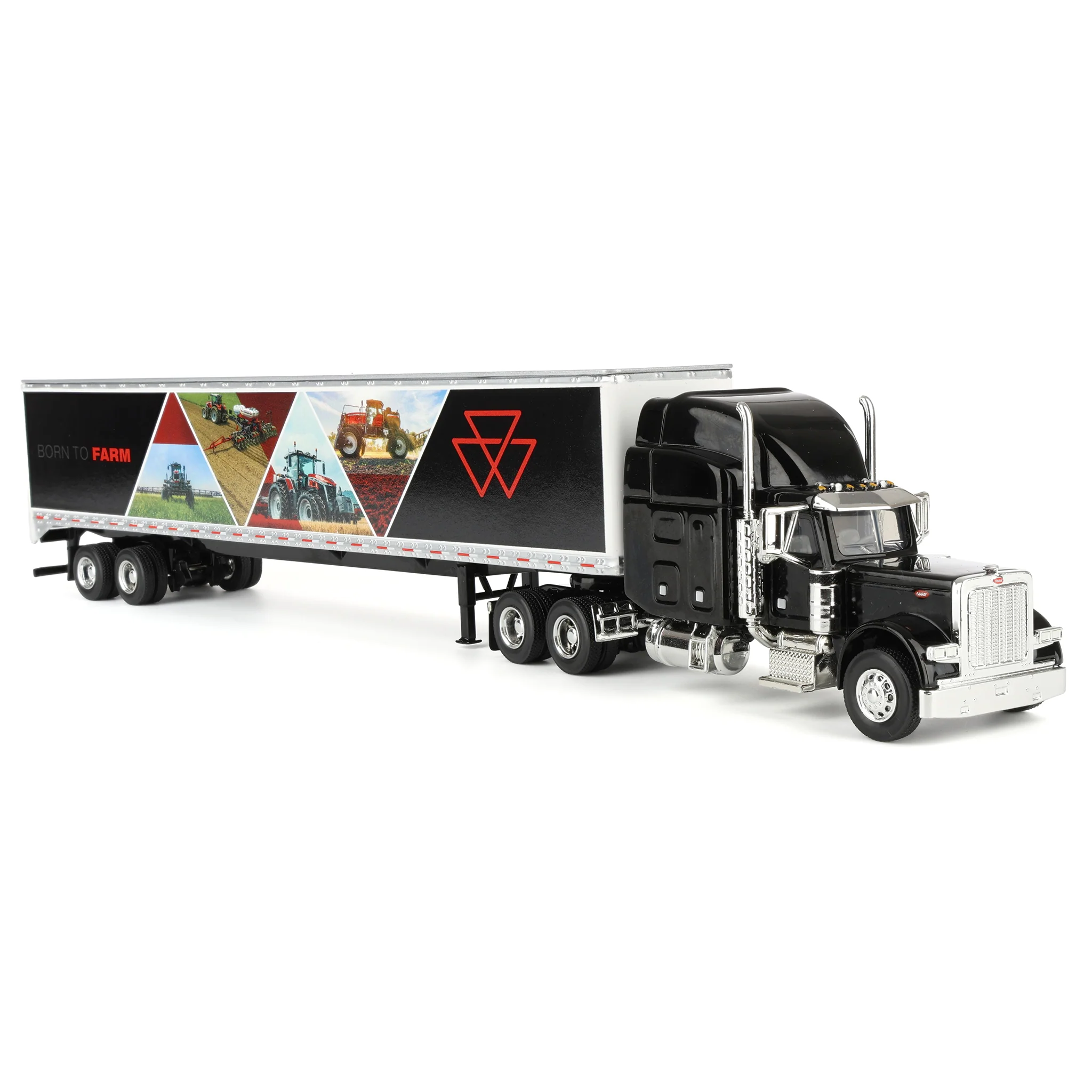1/64 Peterbilt 379 Semi Truck with Box Trailer by SpecCast, Massey Ferguson "Born to Farm" - Image 2
