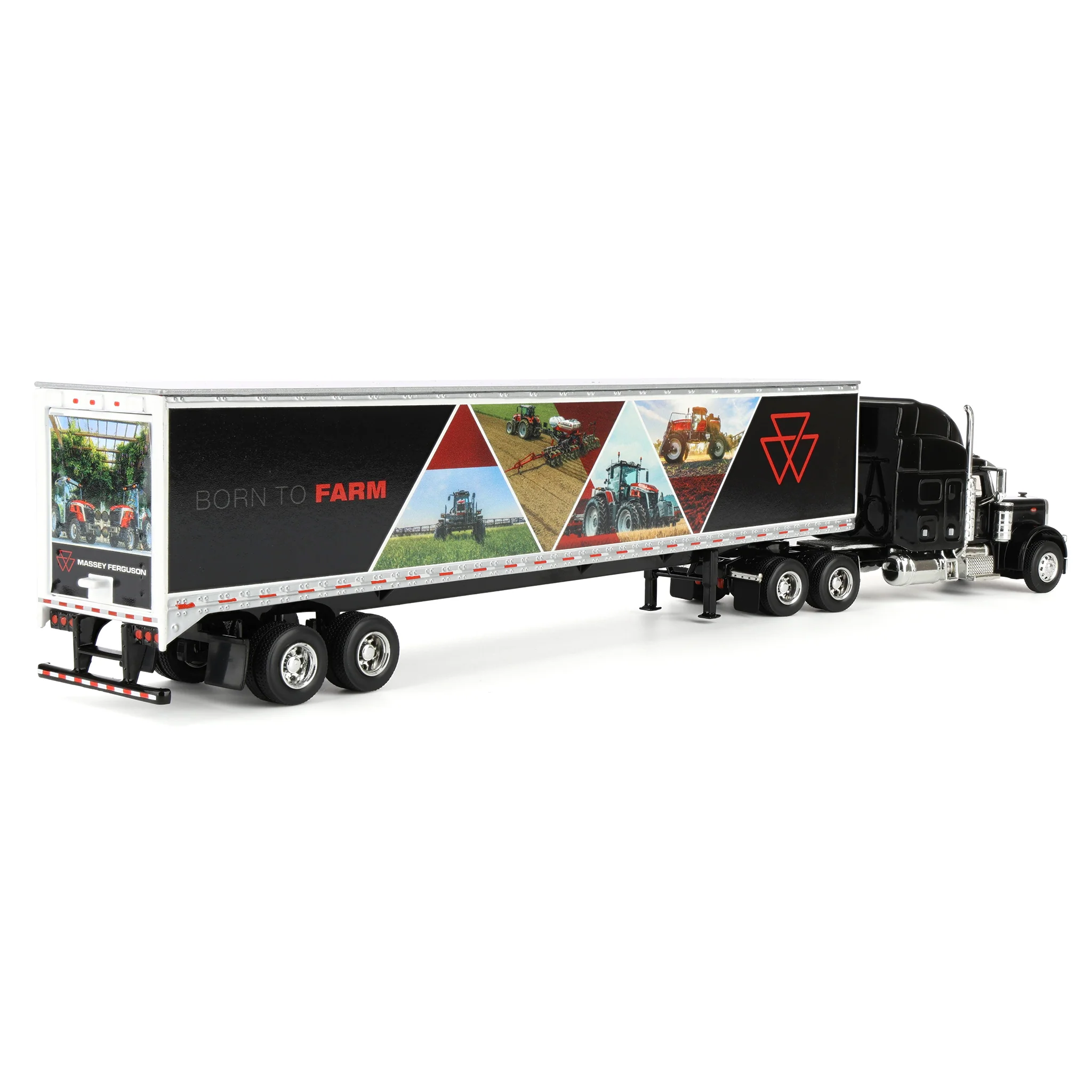 1/64 Peterbilt 379 Semi Truck with Box Trailer by SpecCast, Massey Ferguson "Born to Farm" - Image 3