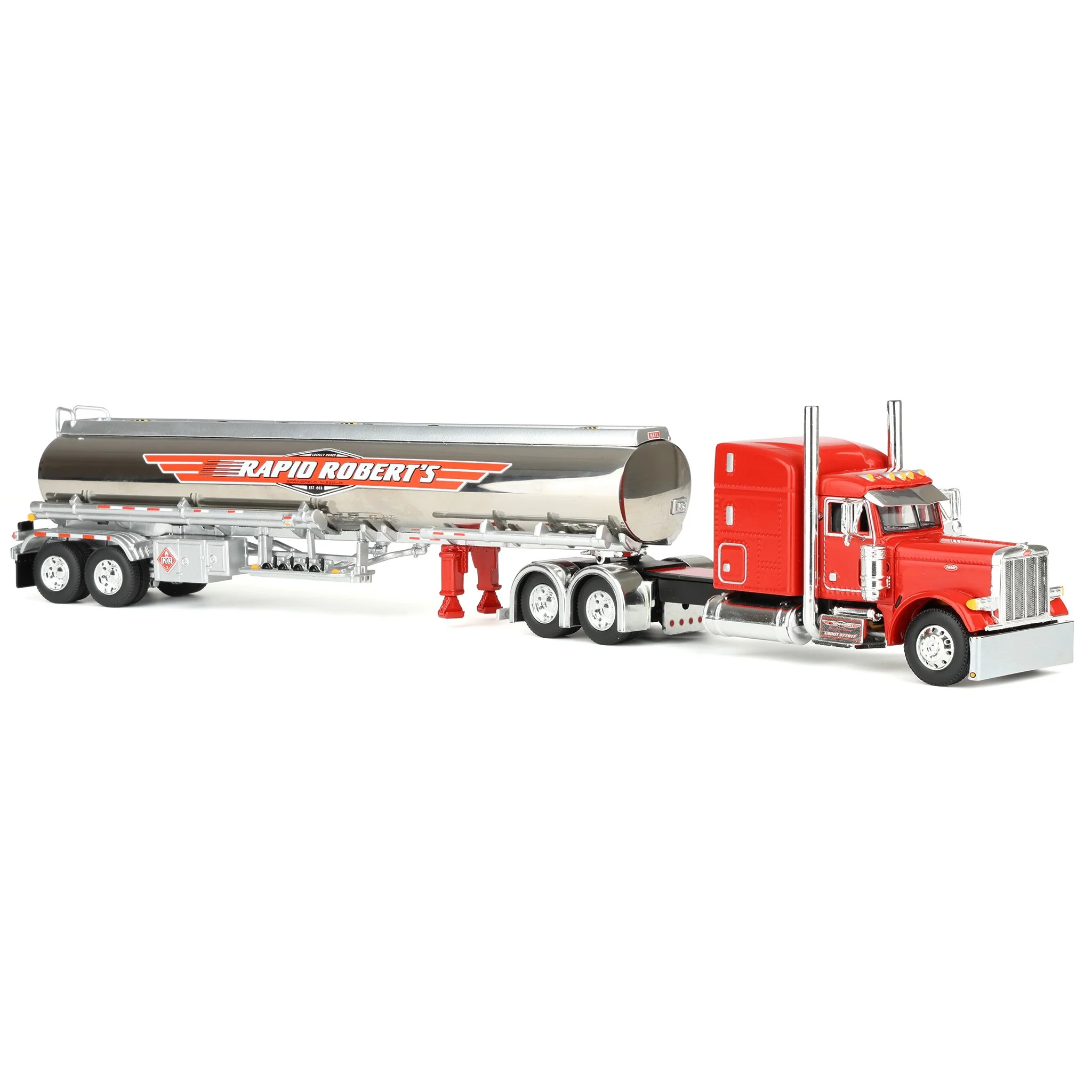 1/64 Peterbilt 379 Semi Truck with Heil Fuel Tanker, Rapid Roberts, DCP by First Gear Dealer Exclusive - Image 2