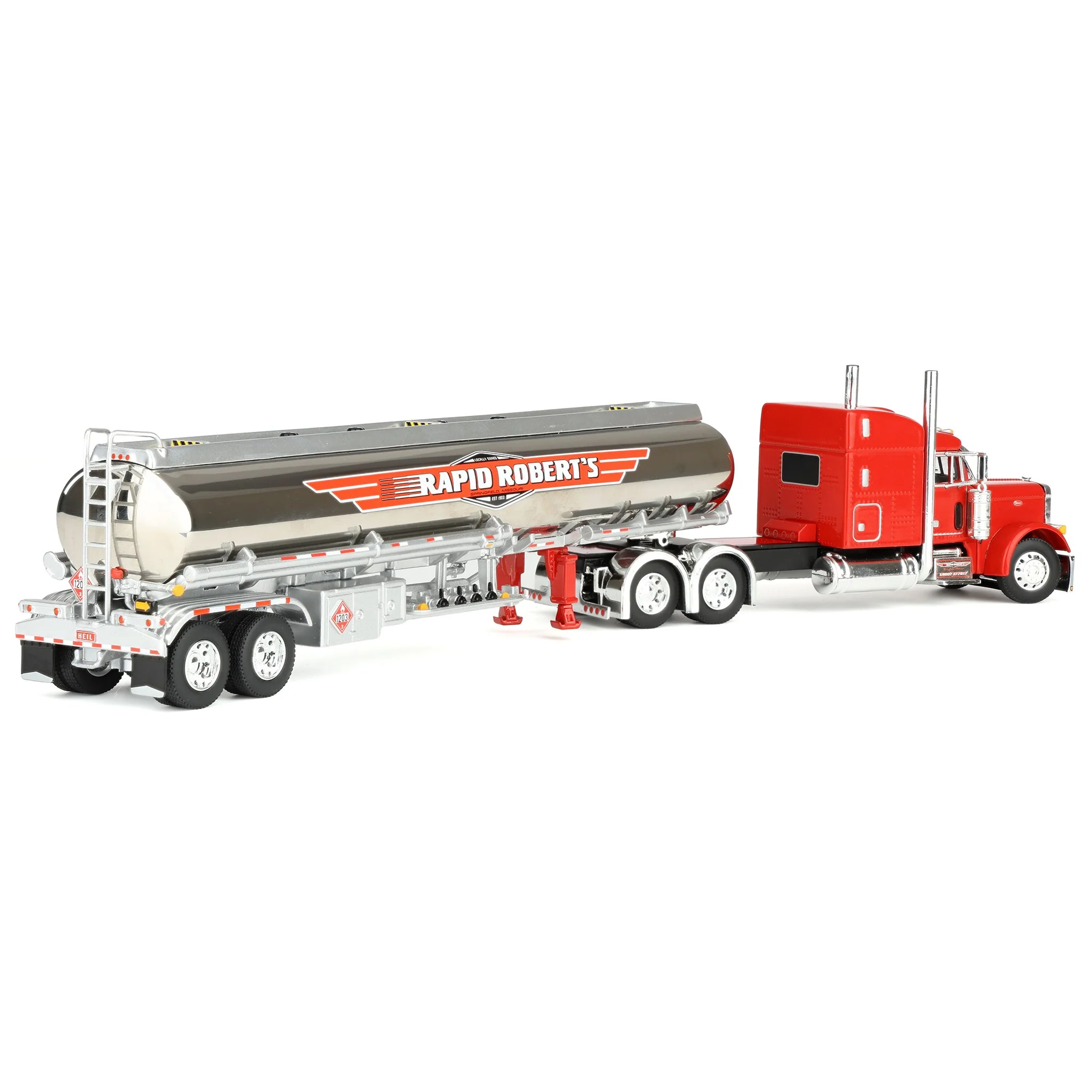 1/64 Peterbilt 379 Semi Truck with Heil Fuel Tanker, Rapid Roberts, DCP by First Gear Dealer Exclusive - Image 3