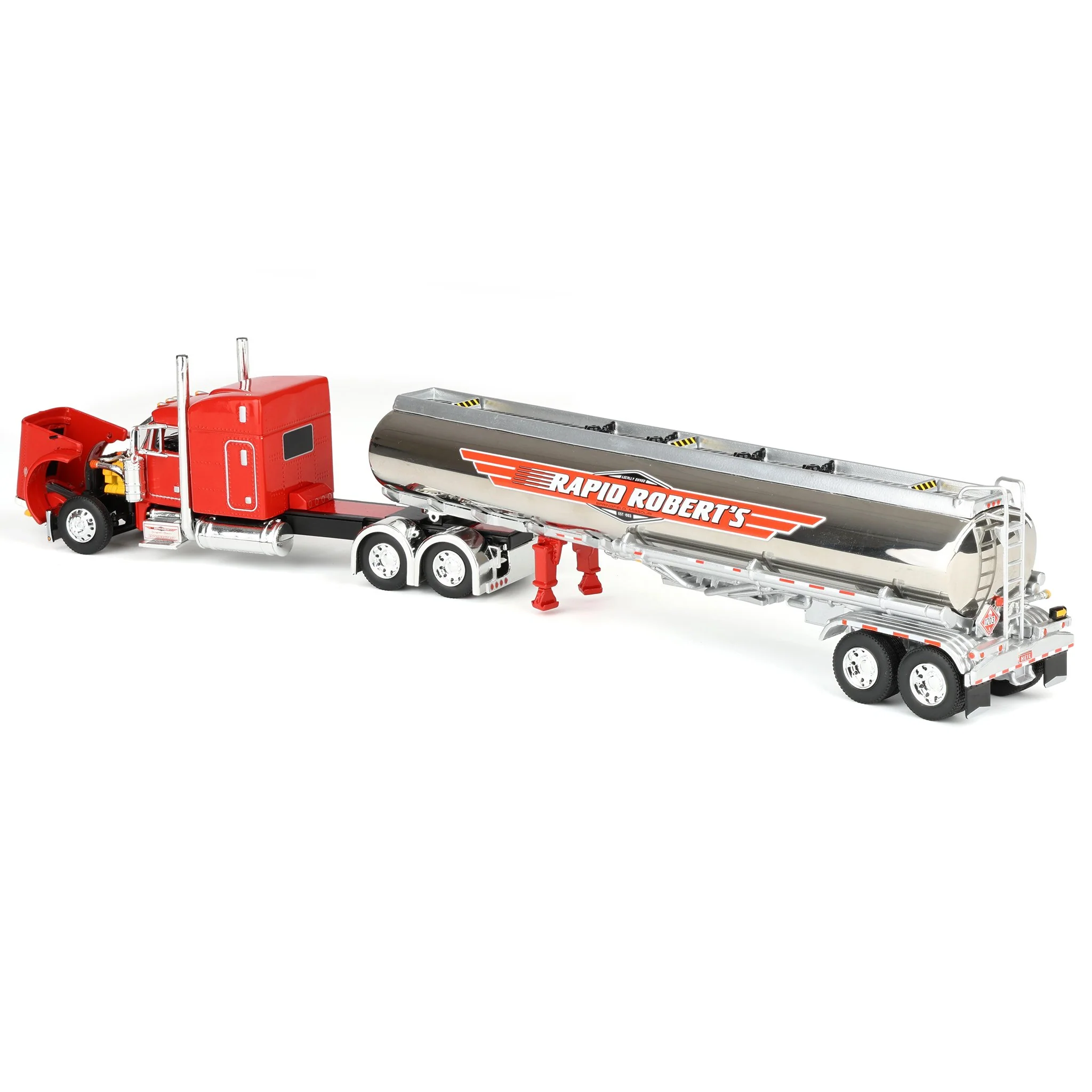 1/64 Peterbilt 379 Semi Truck with Heil Fuel Tanker, Rapid Roberts, DCP by First Gear Dealer Exclusive - Image 4