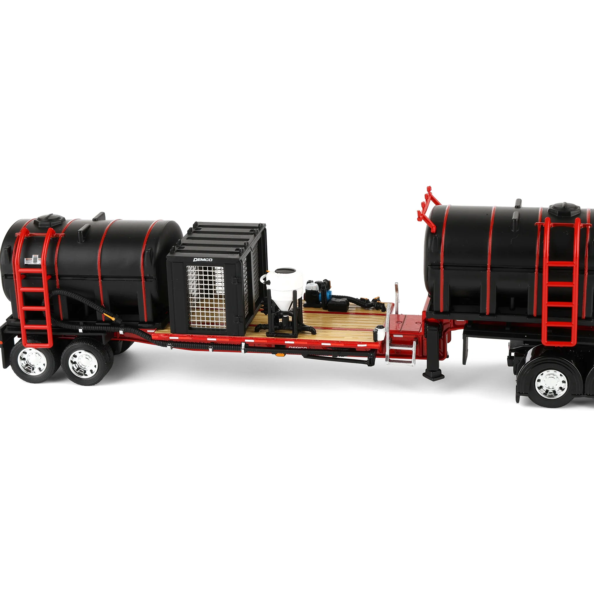 1/64 Peterbilt 379 Semi Truck with Sleeper Cab & DEMCO Liquid Tender Trailer, Black & Red, DCP by First Gear - Image 5