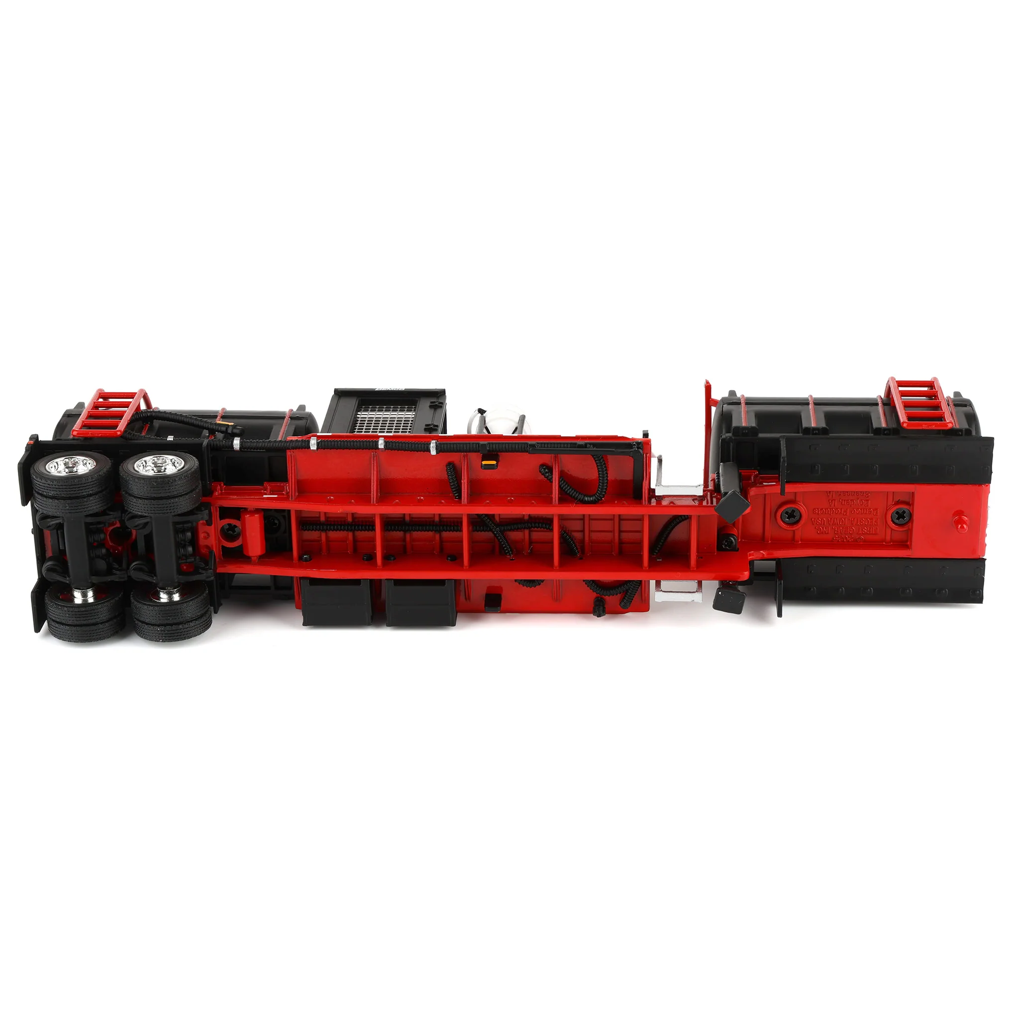1/64 Peterbilt 379 Semi Truck with Sleeper Cab & DEMCO Liquid Tender Trailer, Black & Red, DCP by First Gear - Image 6