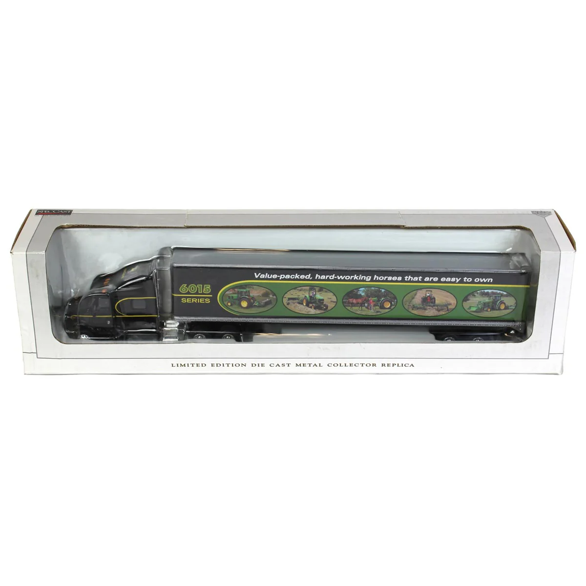 1/64 Peterbilt 387 Semi Truck with John Deere 6015 Series Box Trailer by SpecCast