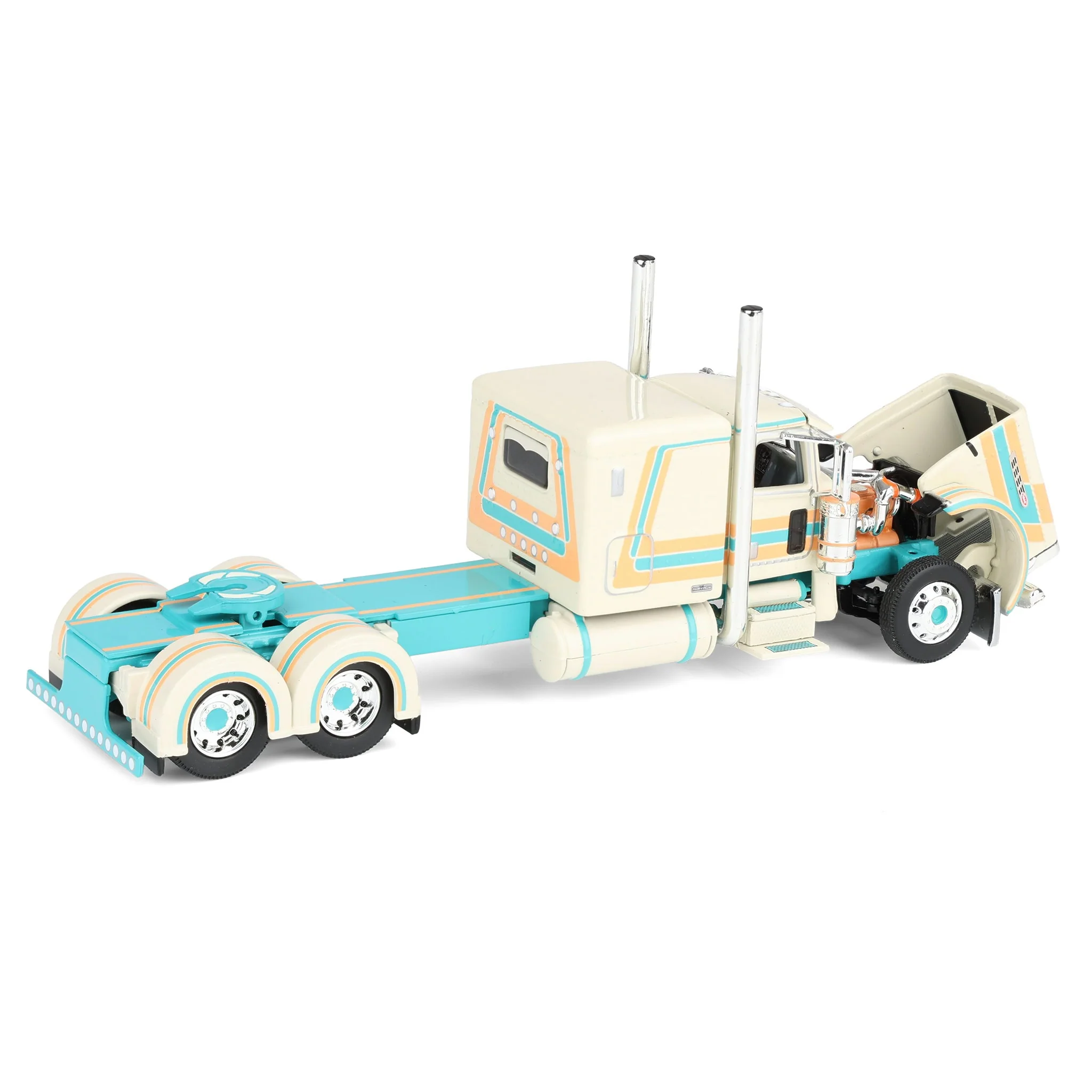 1/64 Peterbilt 389 Pride-N-Class Semi with 50ft Wilson Pacesetter Grain Trailer, Cream/Teal, DCP by First Gear - Image 5