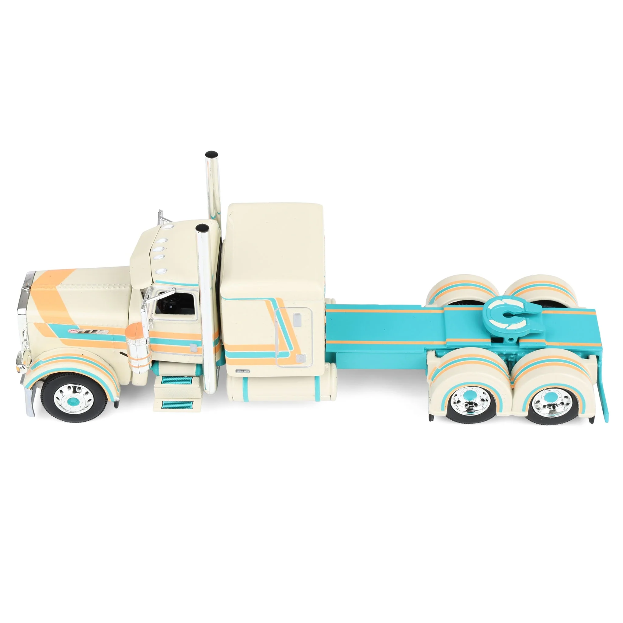 1/64 Peterbilt 389 Pride-N-Class Semi with 50ft Wilson Pacesetter Grain Trailer, Cream/Teal, DCP by First Gear - Image 6