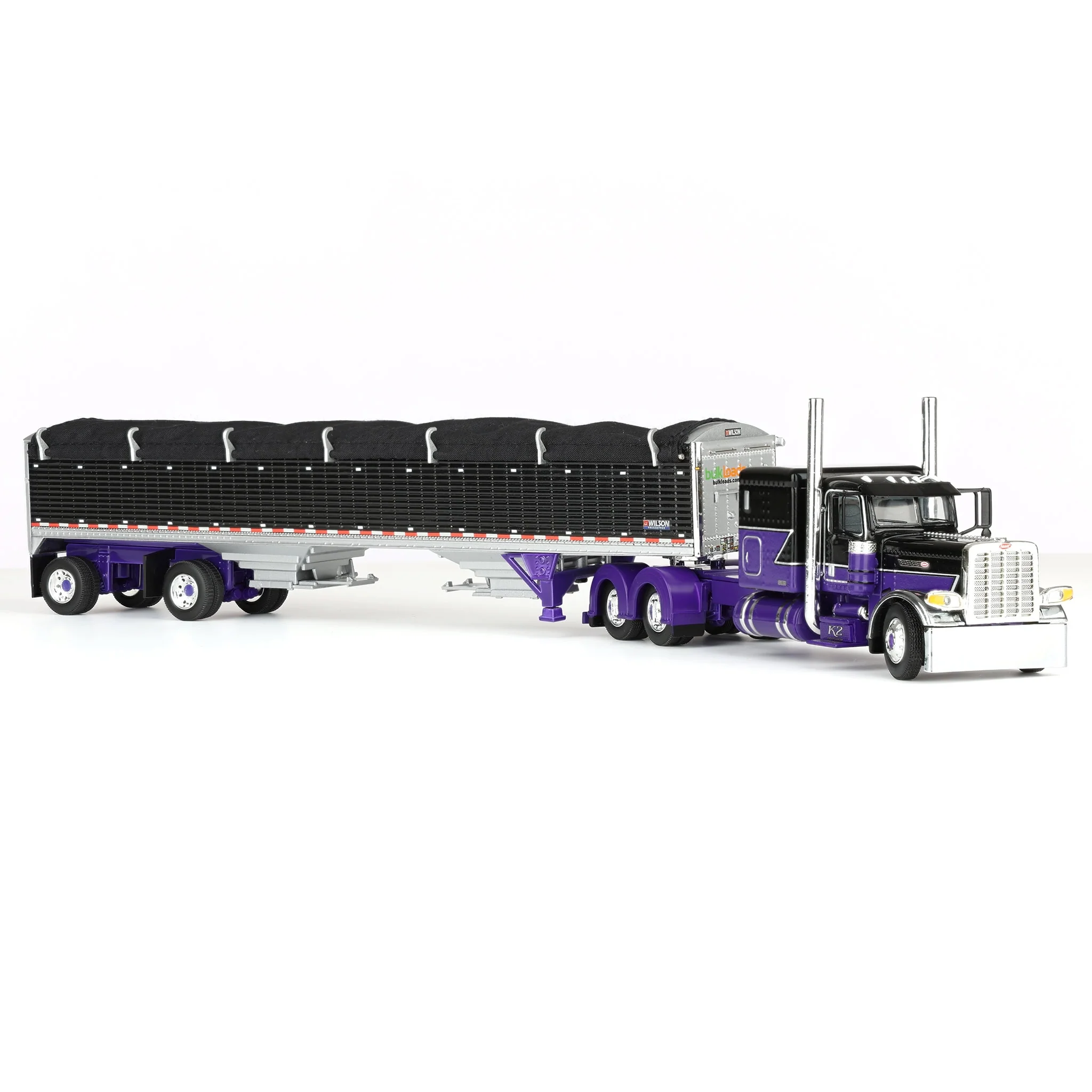 1/64 Peterbilt 389 Pride-N-Class Semi with 50ft Wilson Pacesetter Grain Trailer, K2/Bulkloads, DCP by First Gear - Image 2