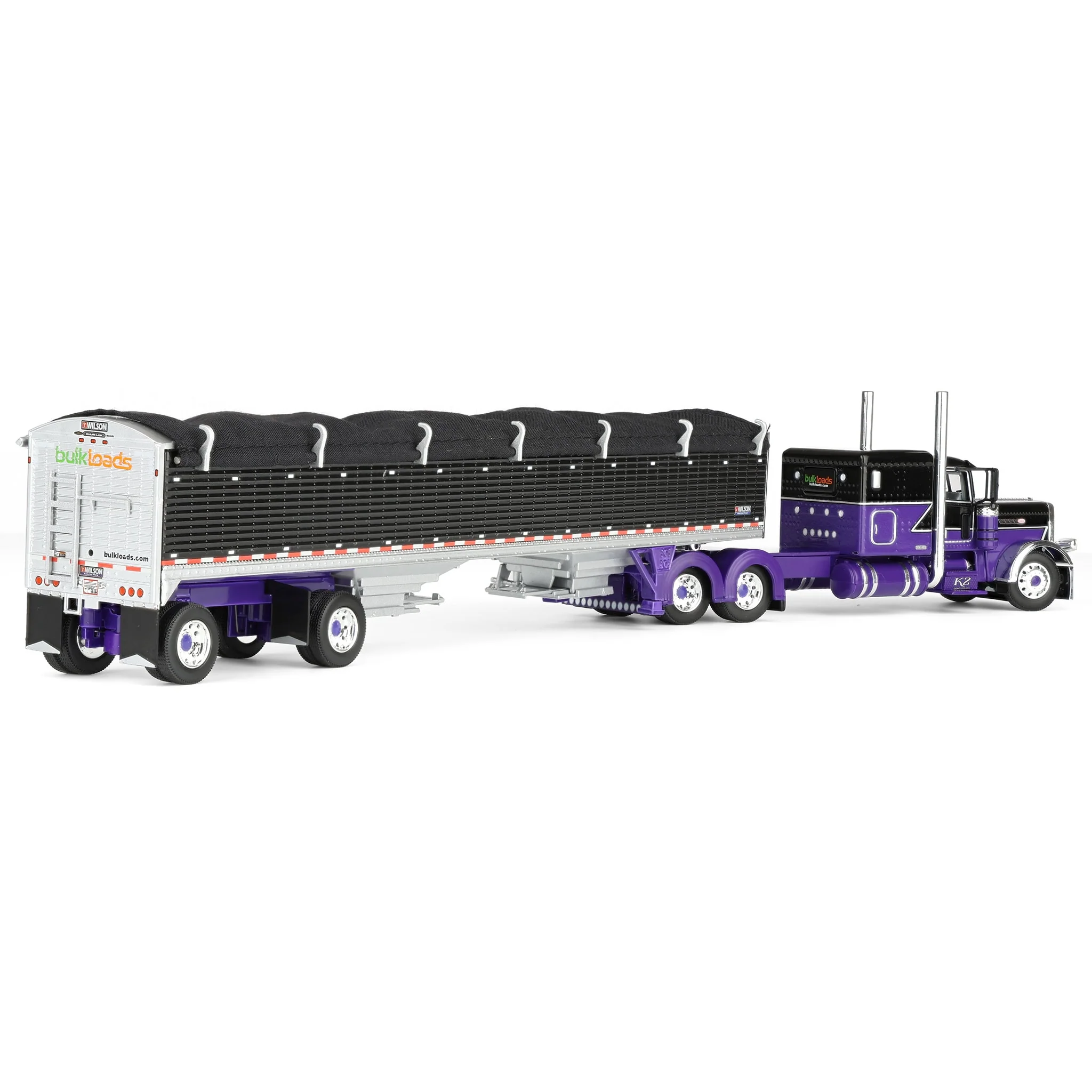 1/64 Peterbilt 389 Pride-N-Class Semi with 50ft Wilson Pacesetter Grain Trailer, K2/Bulkloads, DCP by First Gear - Image 3