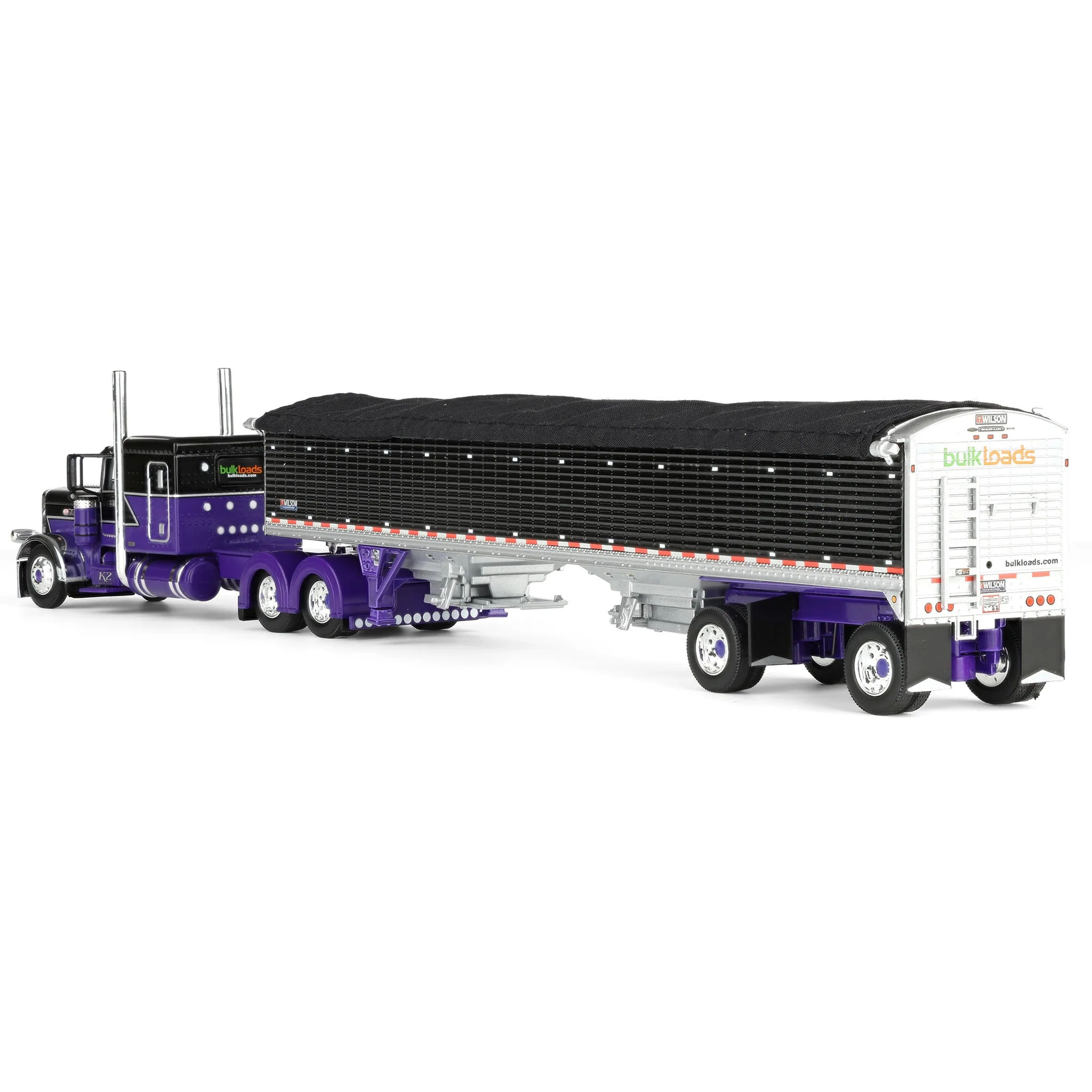 1/64 Peterbilt 389 Pride-N-Class Semi with 50ft Wilson Pacesetter Grain Trailer, K2/Bulkloads, DCP by First Gear - Image 4