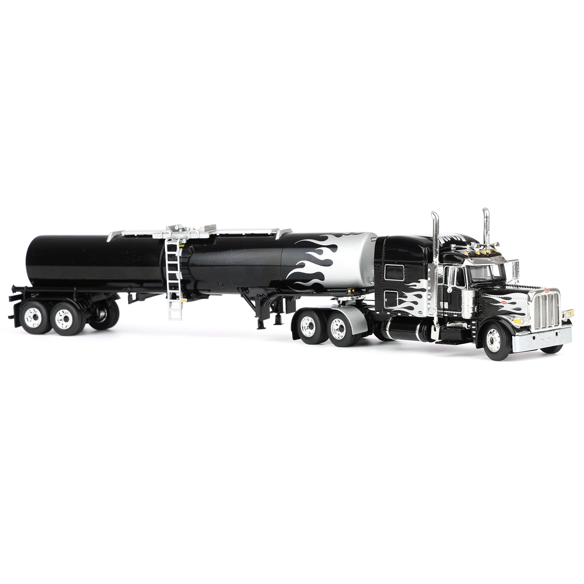 1/64 Peterbilt 389 Semi Truck with Brenner Asphalt Tank Trailer, Silver Flame, DCP by First Gear - Image 2