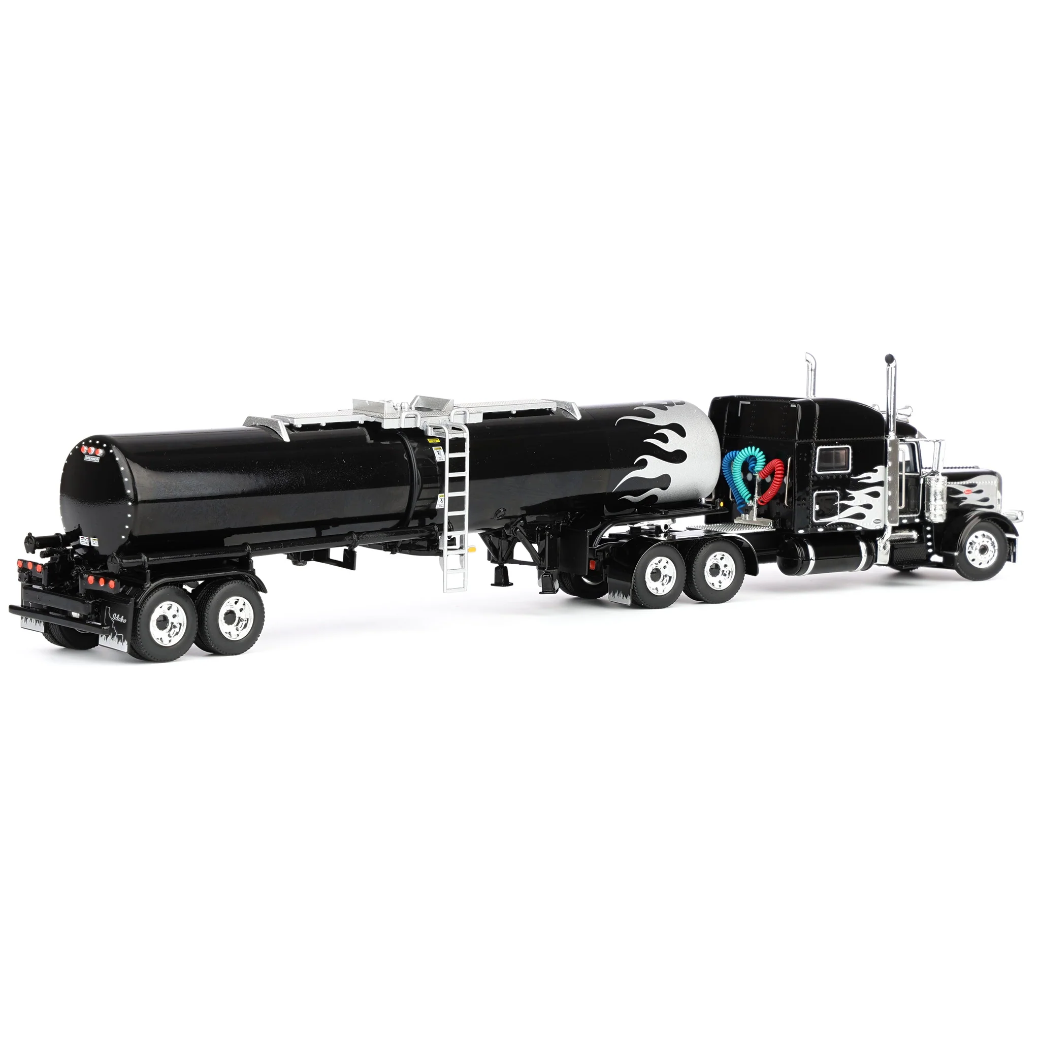 1/64 Peterbilt 389 Semi Truck with Brenner Asphalt Tank Trailer, Silver Flame, DCP by First Gear - Image 3