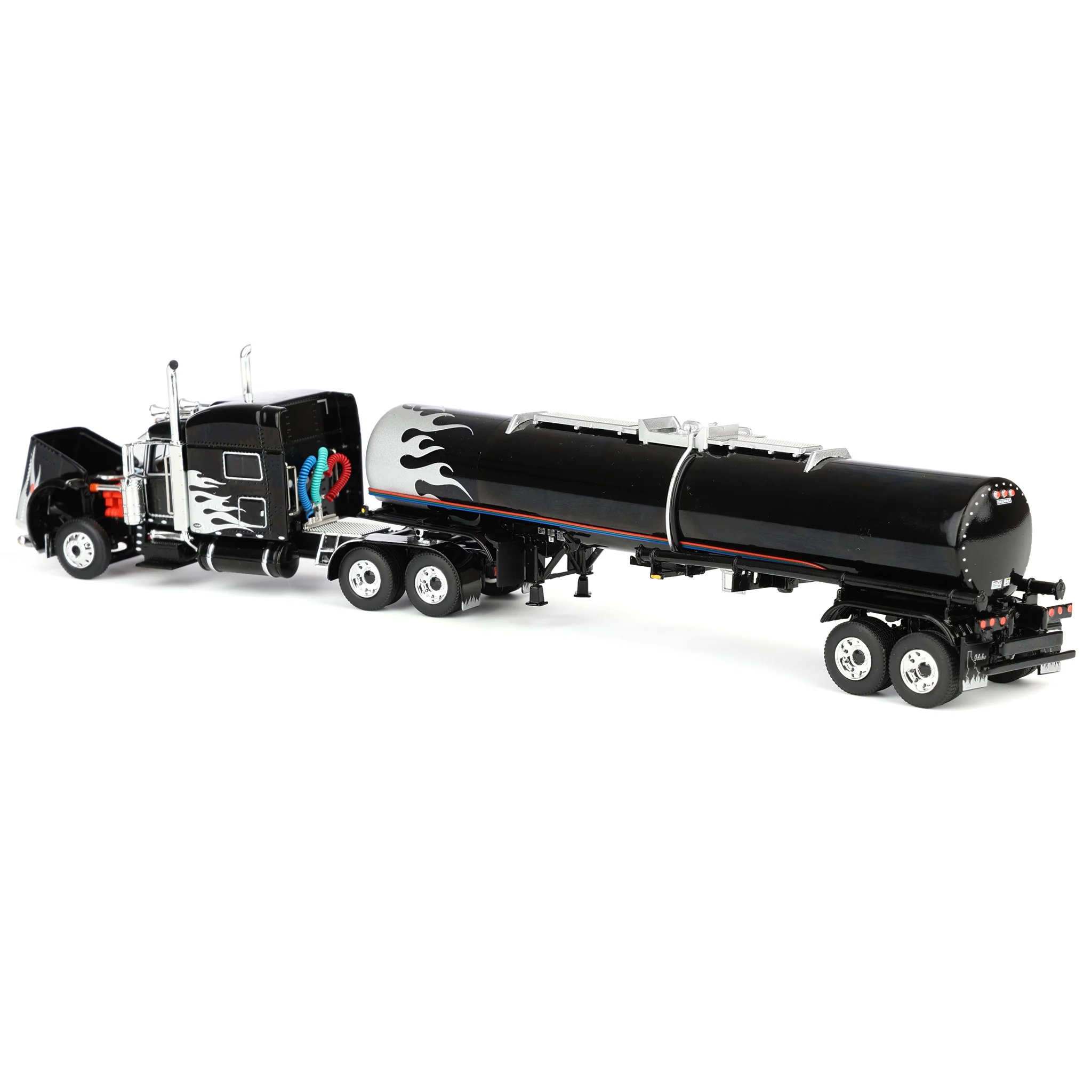 1/64 Peterbilt 389 Semi Truck with Brenner Asphalt Tank Trailer, Silver Flame, DCP by First Gear - Image 4