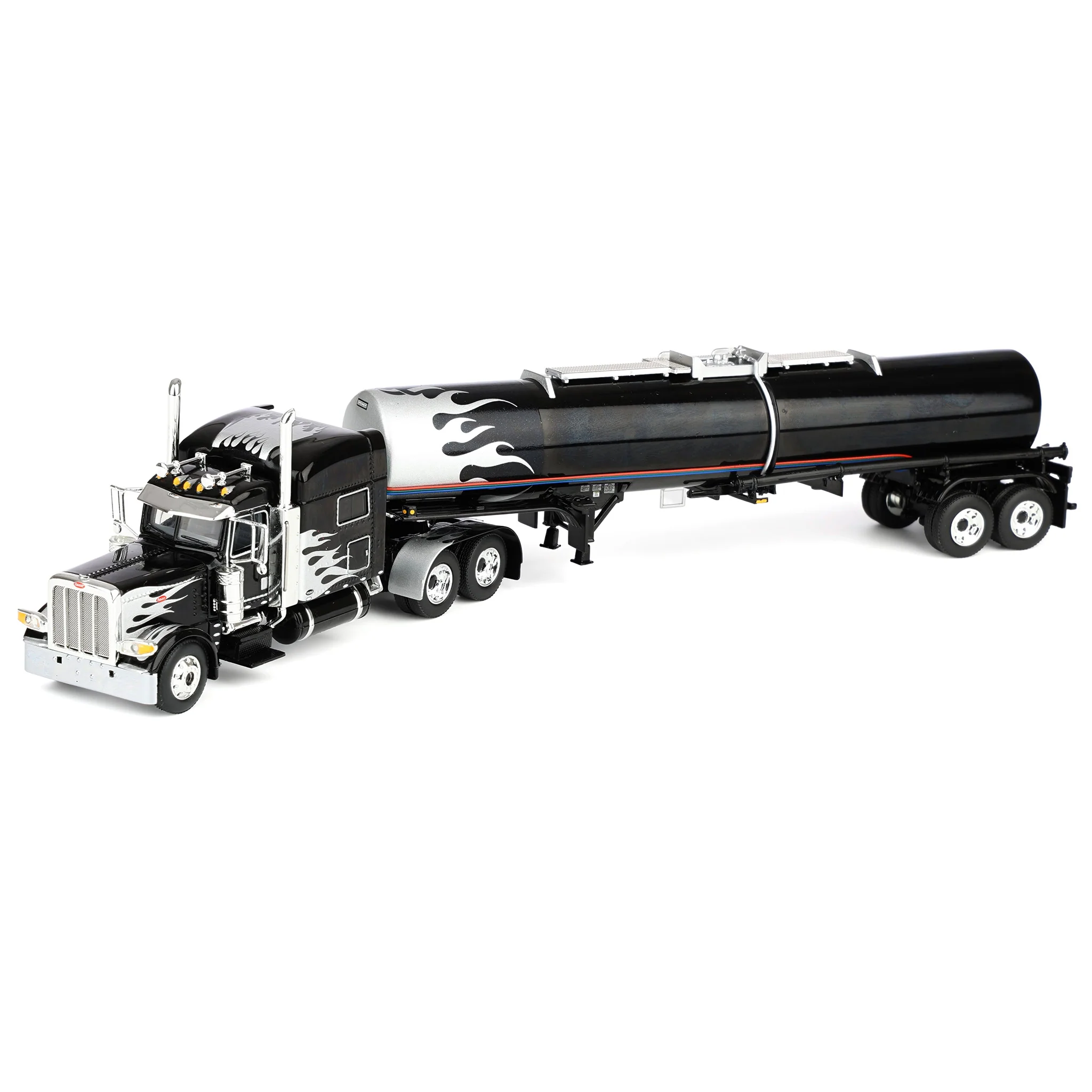 1/64 Peterbilt 389 Semi Truck with Brenner Asphalt Tank Trailer, Silver Flame, DCP by First Gear - Image 5