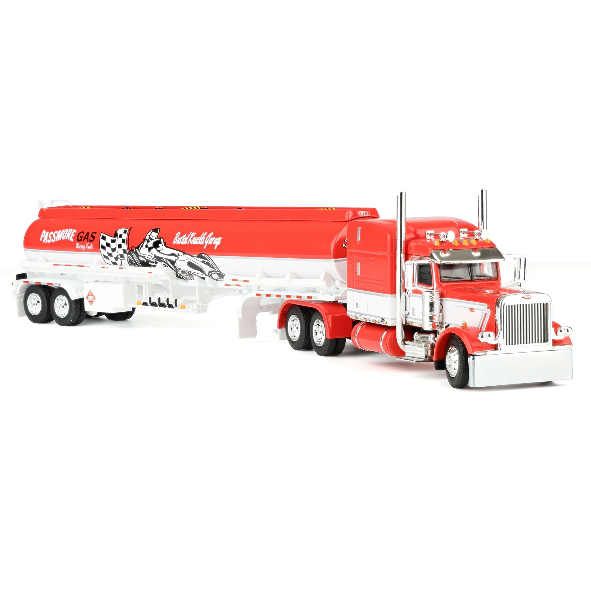 1/64 Peterbilt 389 Semi Truck with Heil Fuel Tank Trailer, Busted Knuckle Garage, DCP by First Gear Distributor Exclusive - Image 2