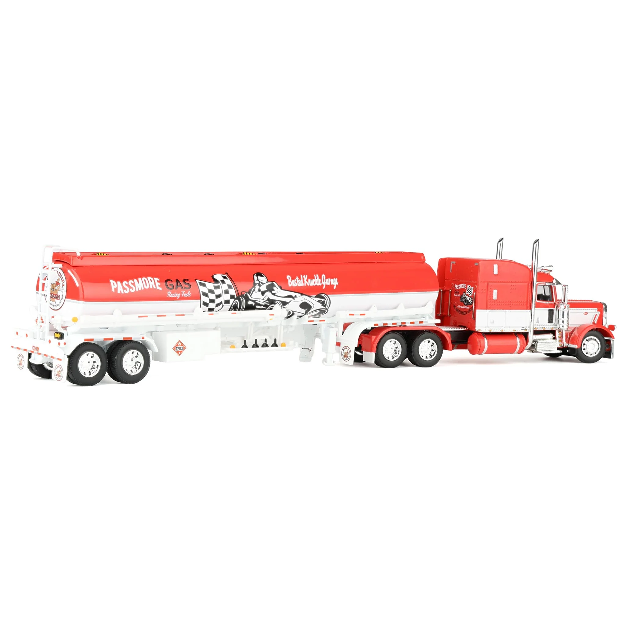 1/64 Peterbilt 389 Semi Truck with Heil Fuel Tank Trailer, Busted Knuckle Garage, DCP by First Gear Distributor Exclusive - Image 3