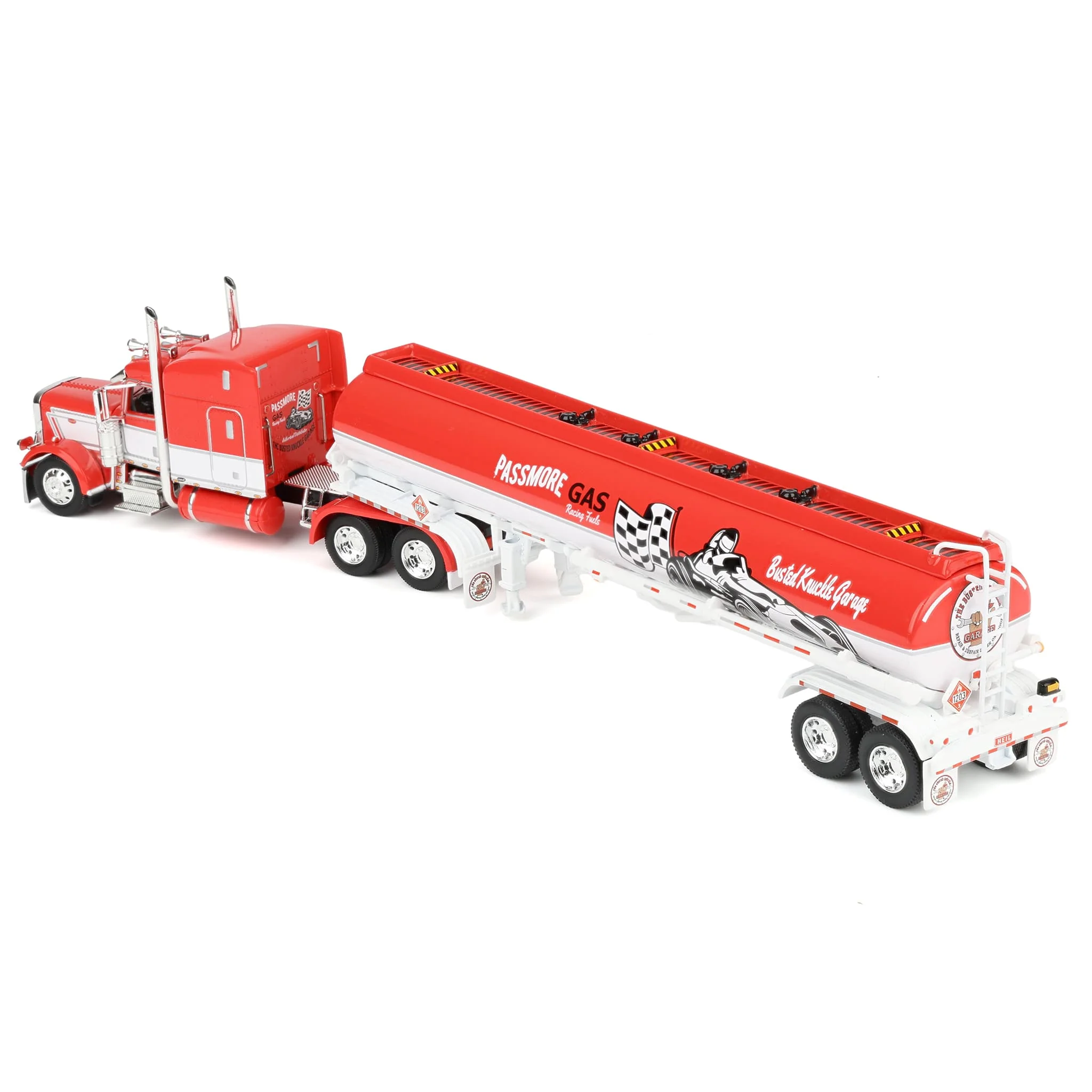 1/64 Peterbilt 389 Semi Truck with Heil Fuel Tank Trailer, Busted Knuckle Garage, DCP by First Gear Distributor Exclusive - Image 4