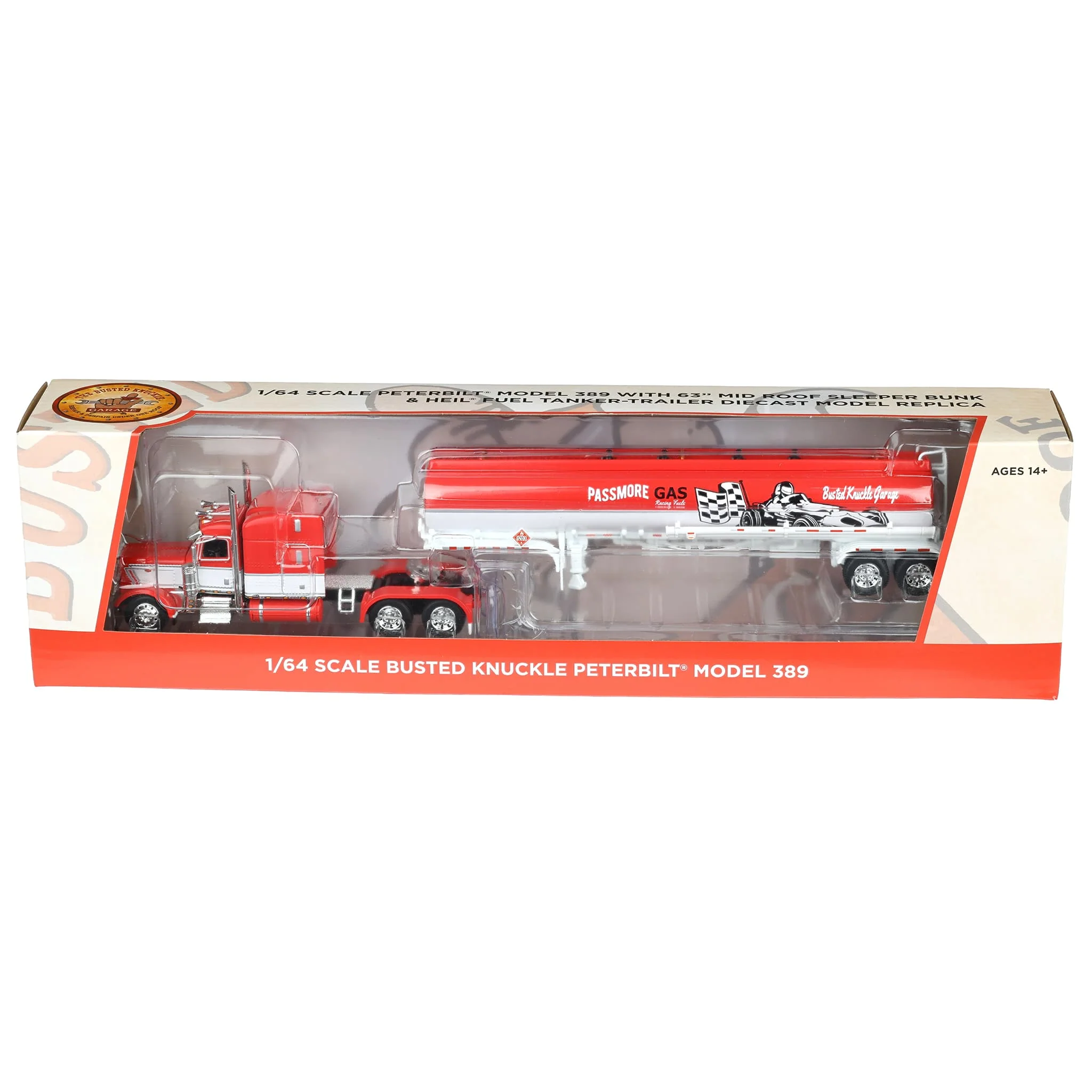 1/64 Peterbilt 389 Semi Truck with Heil Fuel Tank Trailer, Busted Knuckle Garage, DCP by First Gear Distributor Exclusive - Image 6