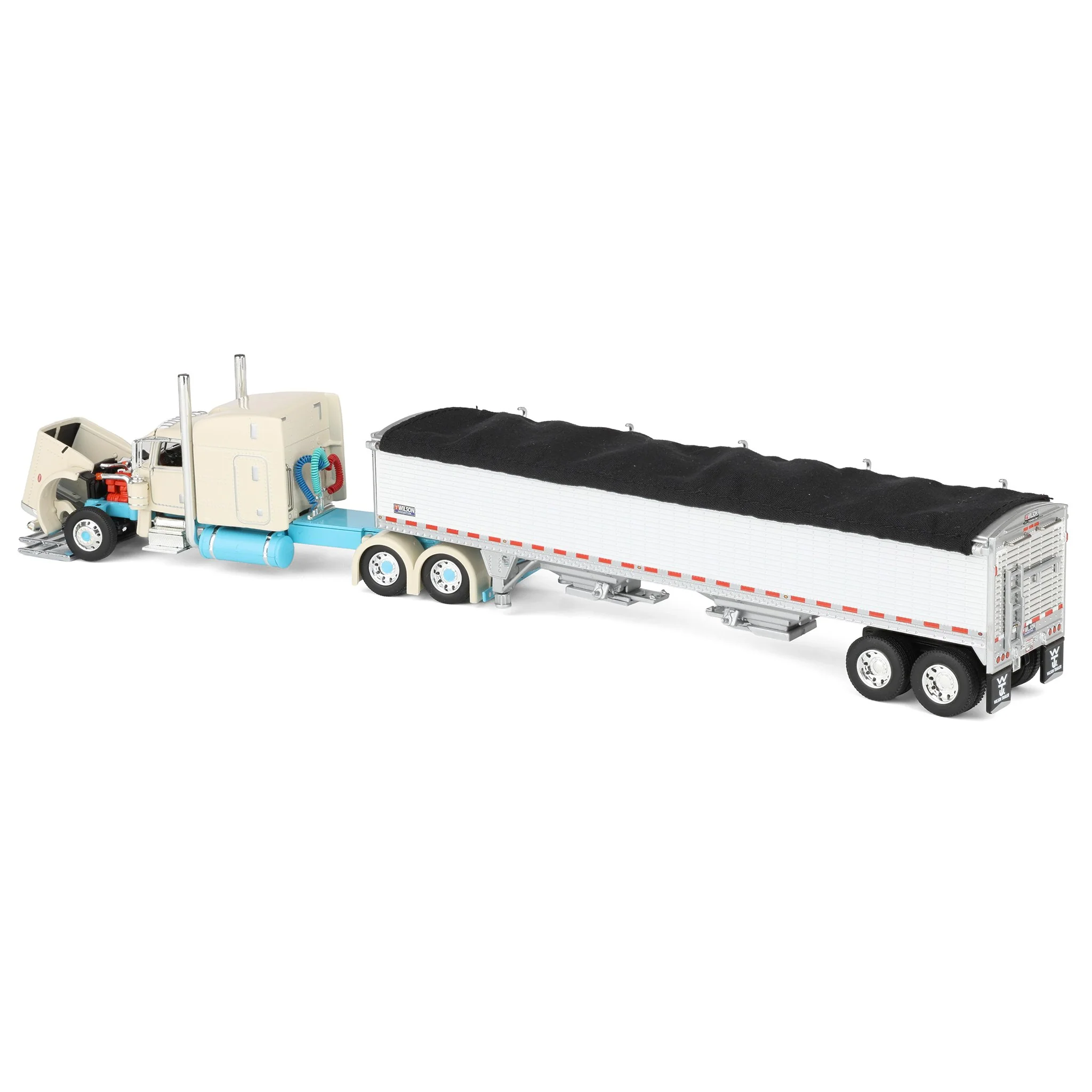 1/64 Peterbilt 389 Semi Truck with Wilson Pacesetter Grain Trailer, Capitola Trucking, DCP by First Gear Dealer Exclusive - Image 4