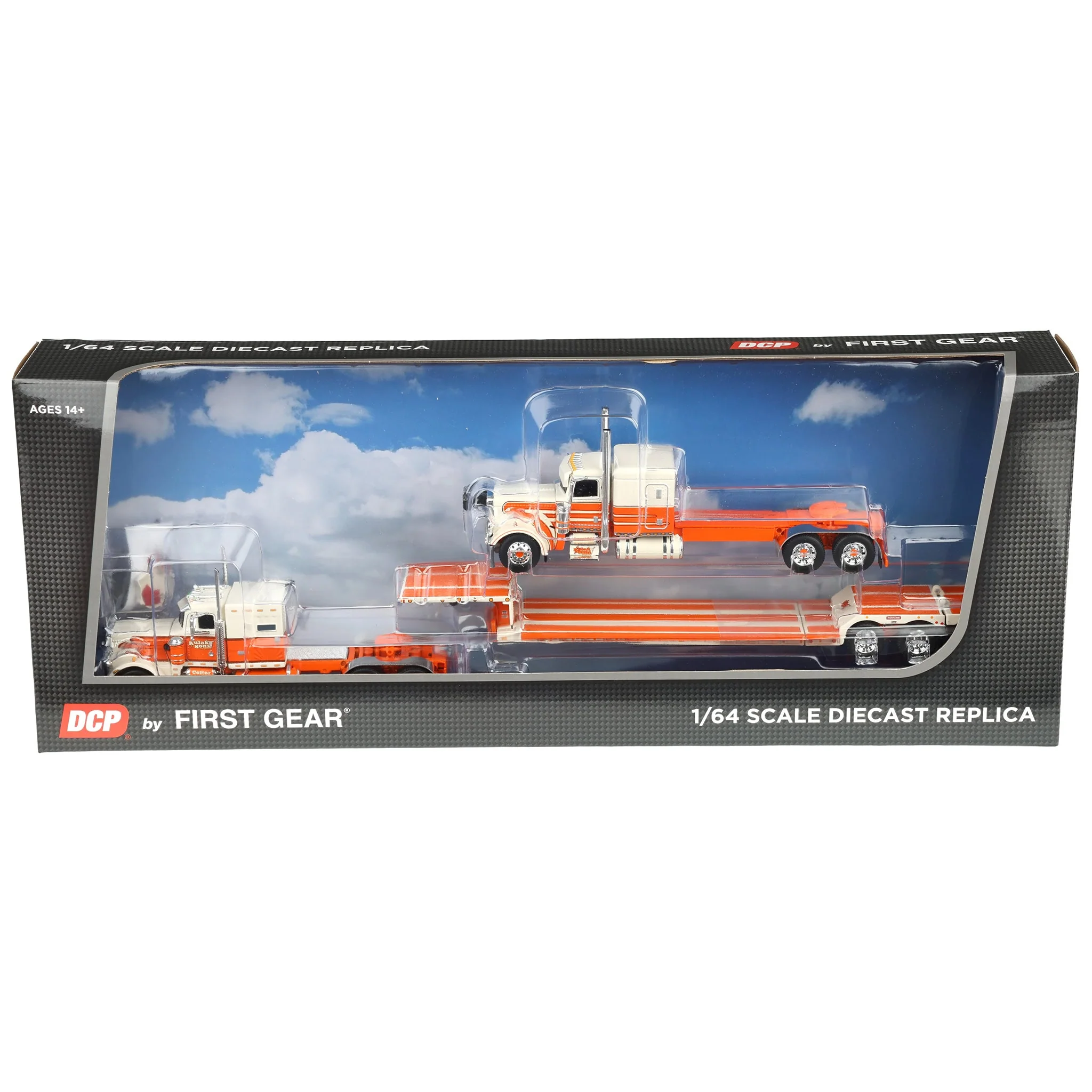 1/64 Peterbilt 389 Semi with Fontaine Renegade LXT40 Lowboy & Peterbilt 359 Load, Kulak & Son’s Trucking, DCP by First Gear