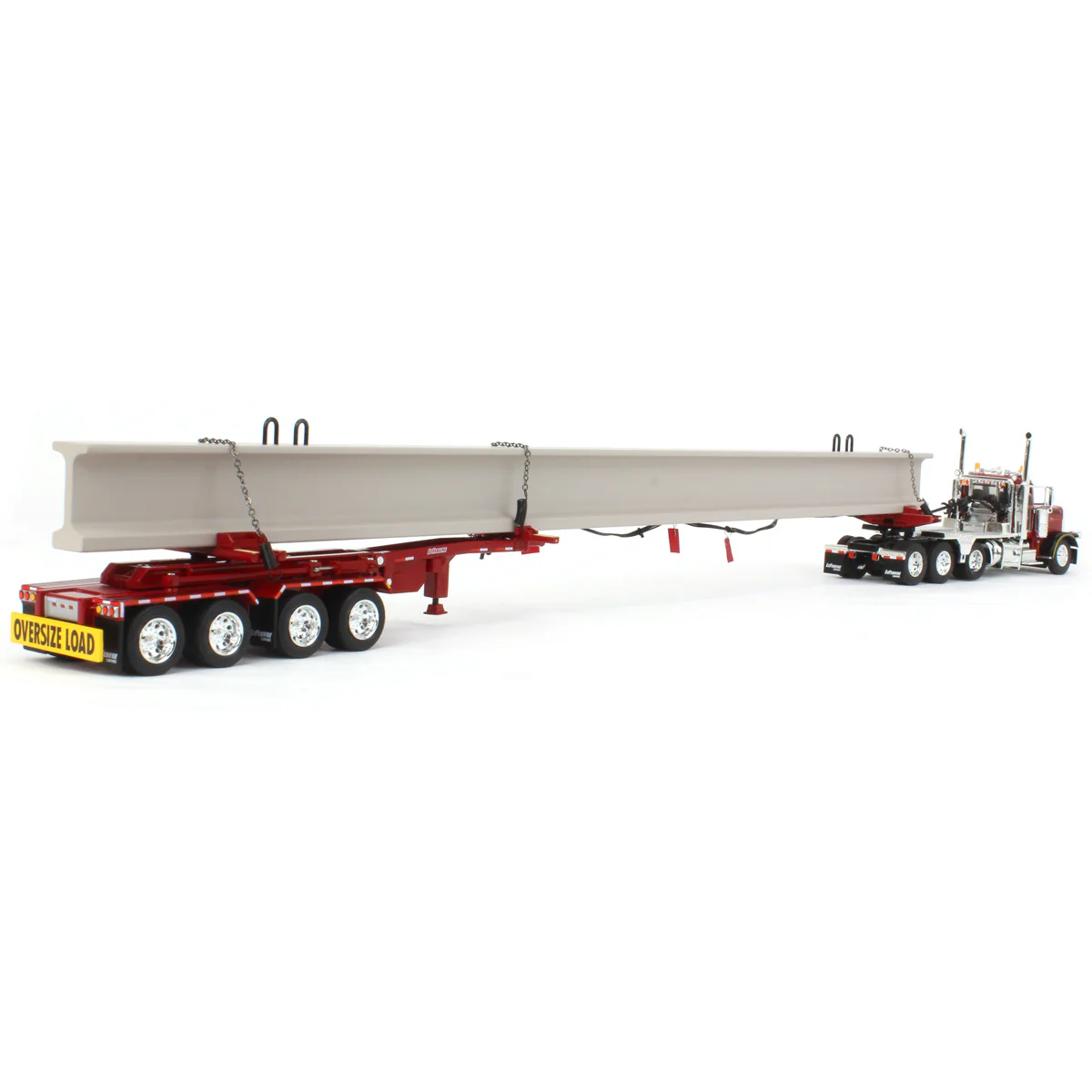 1/64 Peterbilt 389 Semi Truck with ERMC Hydra-Steer Trailer & 90ft Beam Load, 2023 NTT'NC Show, DCP by First Gear - Image 3