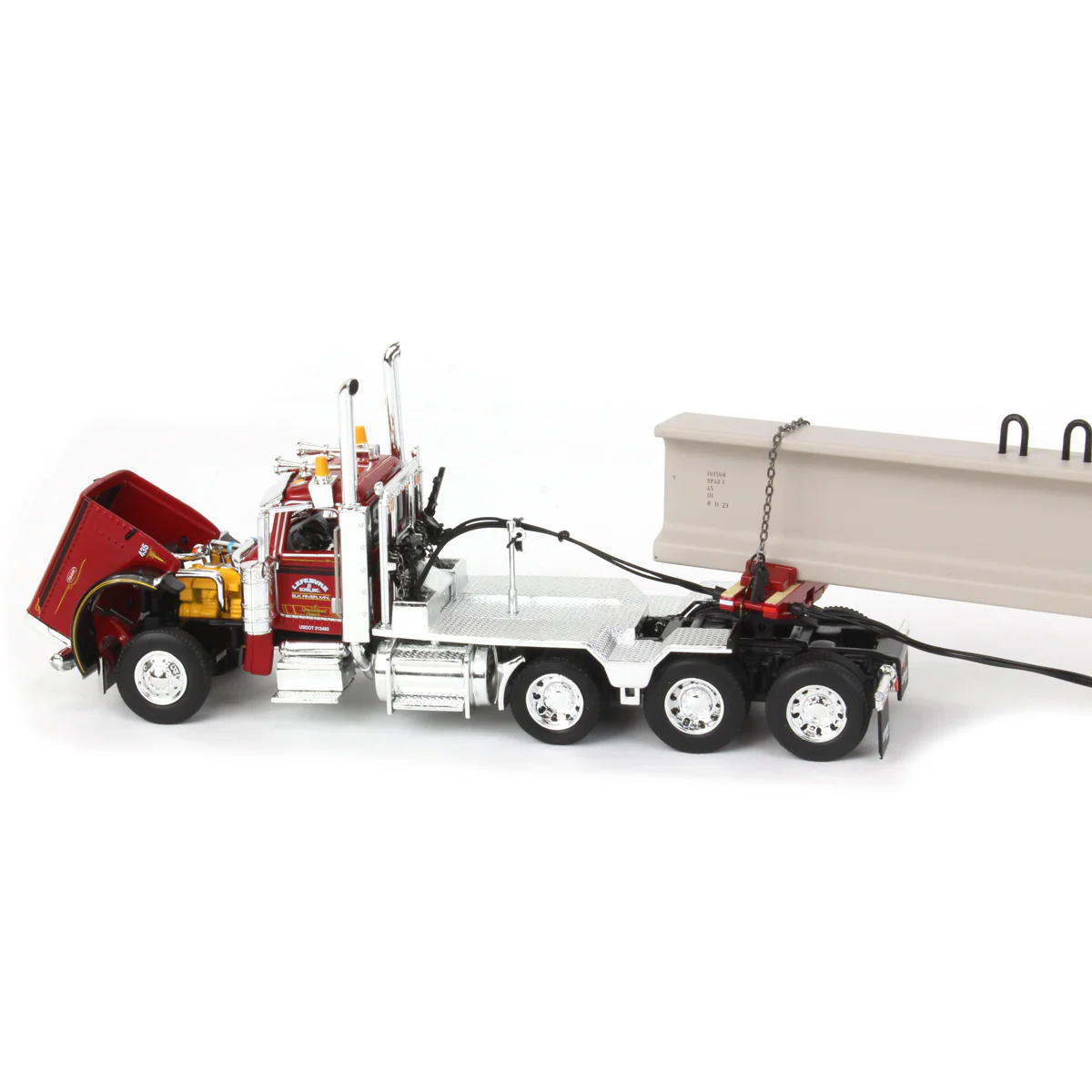 1/64 Peterbilt 389 Semi Truck with ERMC Hydra-Steer Trailer & 90ft Beam Load, 2023 NTT'NC Show, DCP by First Gear - Image 5