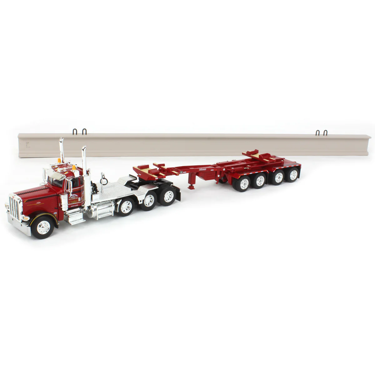 1/64 Peterbilt 389 Semi Truck with ERMC Hydra-Steer Trailer & 90ft Beam Load, 2023 NTT'NC Show, DCP by First Gear - Image 6