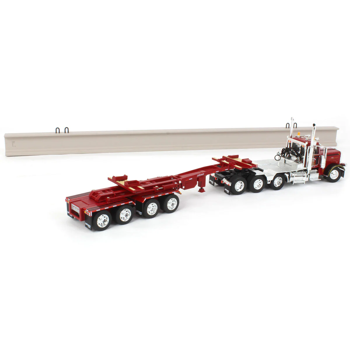 1/64 Peterbilt 389 Semi Truck with ERMC Hydra-Steer Trailer & 90ft Beam Load, 2023 NTT'NC Show, DCP by First Gear - Image 7