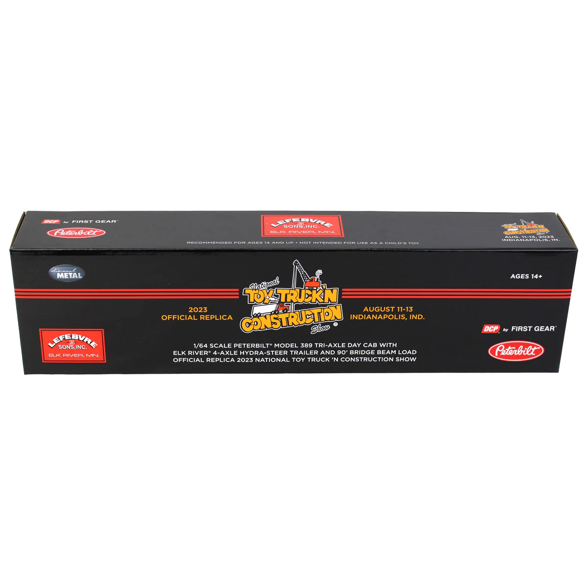 1/64 Peterbilt 389 Semi Truck with ERMC Hydra-Steer Trailer & 90ft Beam Load, 2023 NTT'NC Show, DCP by First Gear - Image 8