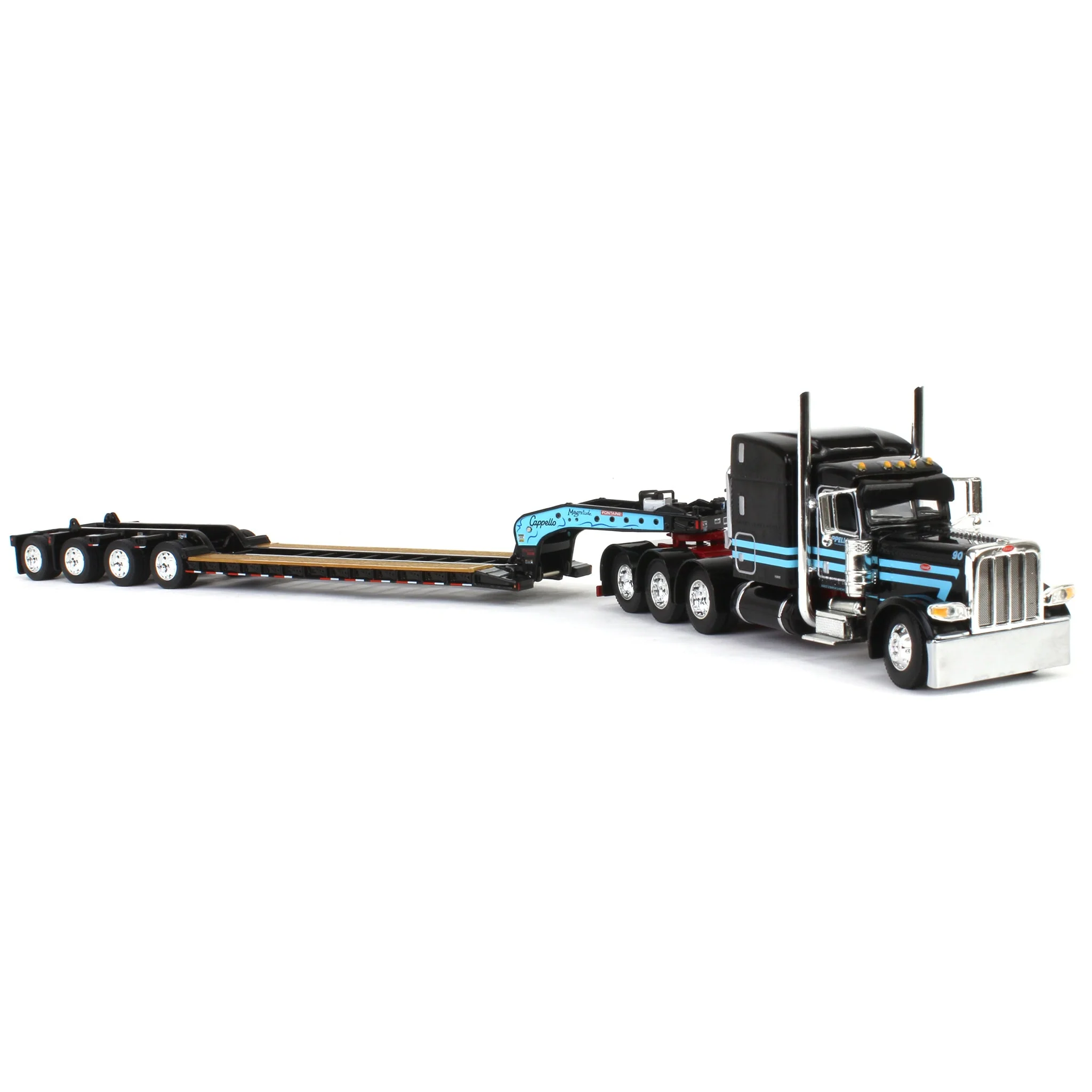 1/64 Peterbilt 389 Semi Truck with Fontaine Magnitude Lowboy Trailer & Fliptail, Cappello Heavy Transport, DCP by First Gear - Image 2