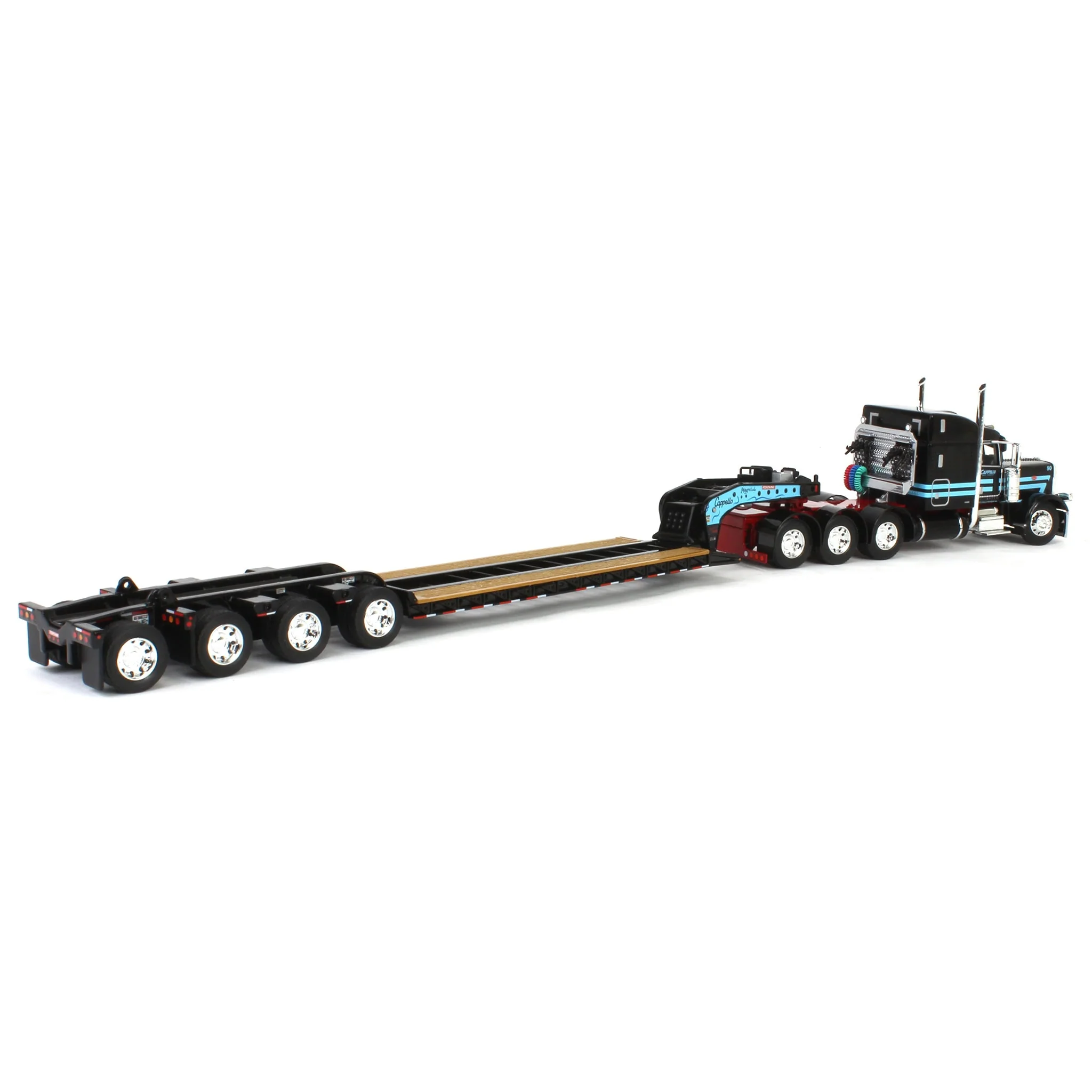 1/64 Peterbilt 389 Semi Truck with Fontaine Magnitude Lowboy Trailer & Fliptail, Cappello Heavy Transport, DCP by First Gear - Image 3