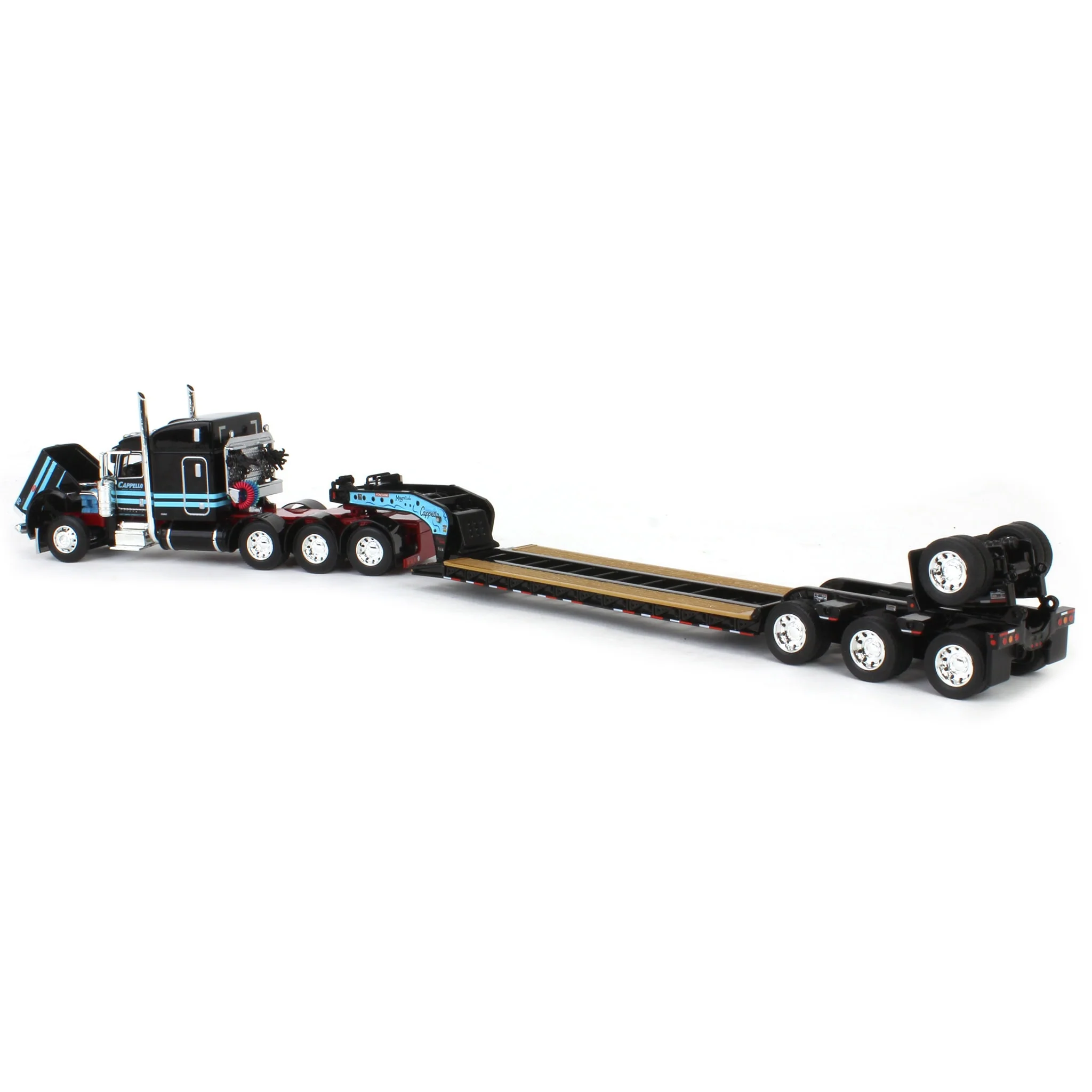 1/64 Peterbilt 389 Semi Truck with Fontaine Magnitude Lowboy Trailer & Fliptail, Cappello Heavy Transport, DCP by First Gear - Image 4