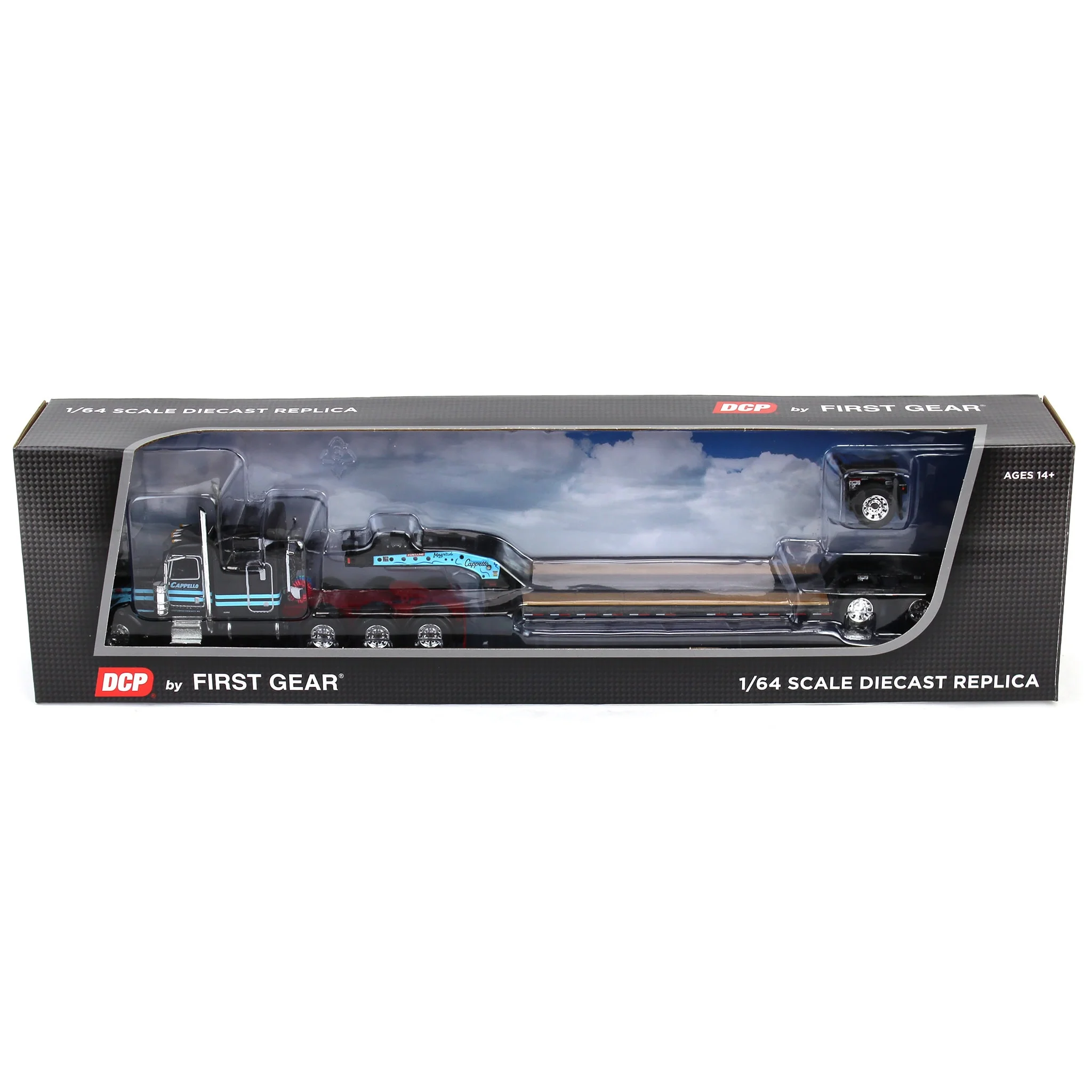 1/64 Peterbilt 389 Semi Truck with Fontaine Magnitude Lowboy Trailer & Fliptail, Cappello Heavy Transport, DCP by First Gear - Image 5