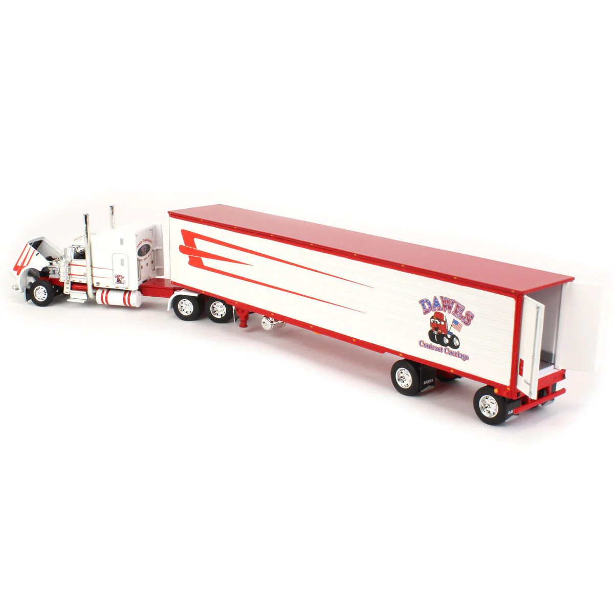 1/64 Peterbilt 389 Semi Truck with Utility Ribbed Spread-Axle Reefer, Dawes Contract Carriage, DCP by First Gear - Image 4