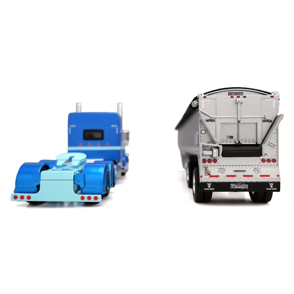1/64 Peterbilt 389 with Semi Truck with Spread Axle Wilson Patriot Belt Trailer, Blue/Silver, DCP by First Gear - Image 4