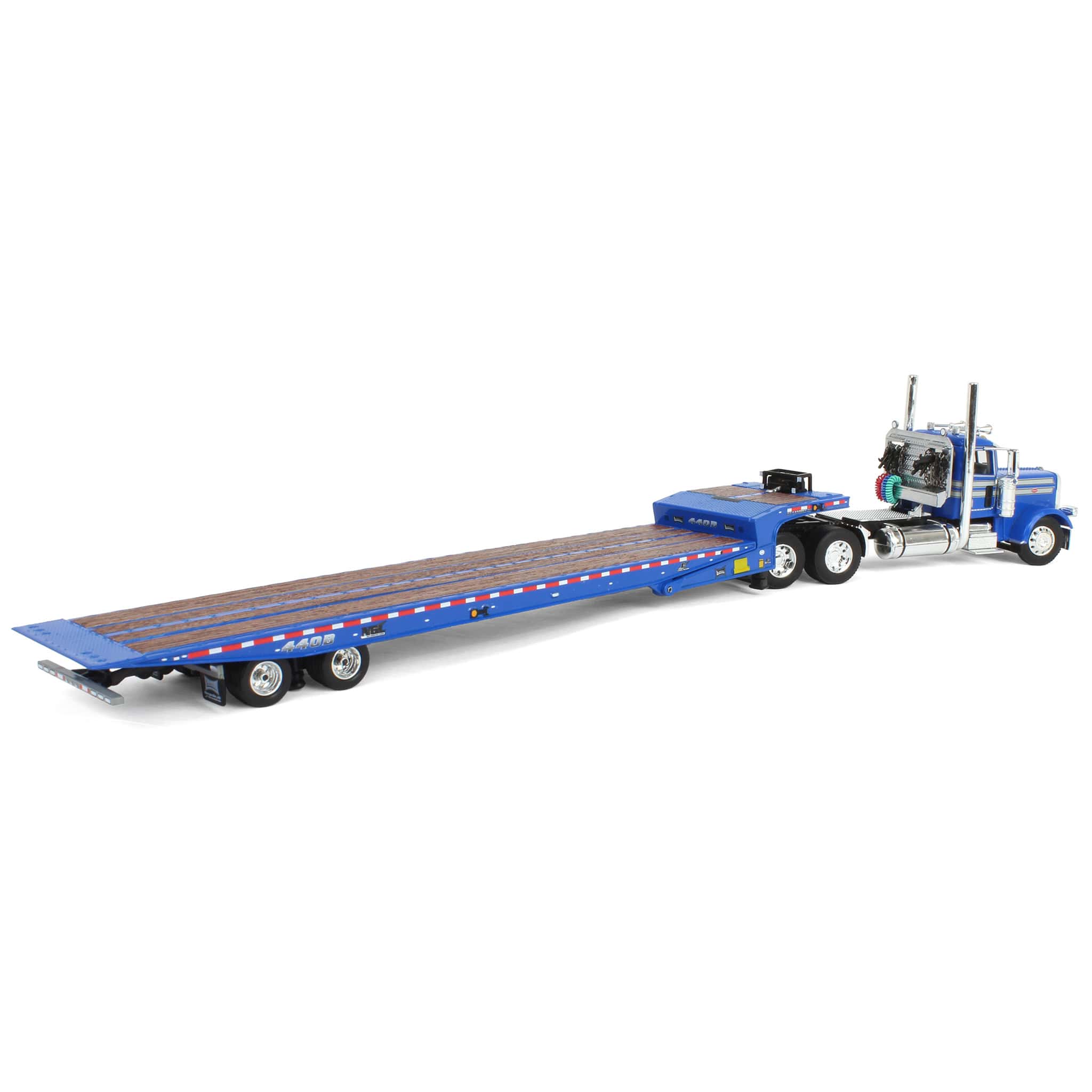 1/64 Blue Peterbilt 389 with Landoll 440 Series Traveling Axle Trailer - Image 3