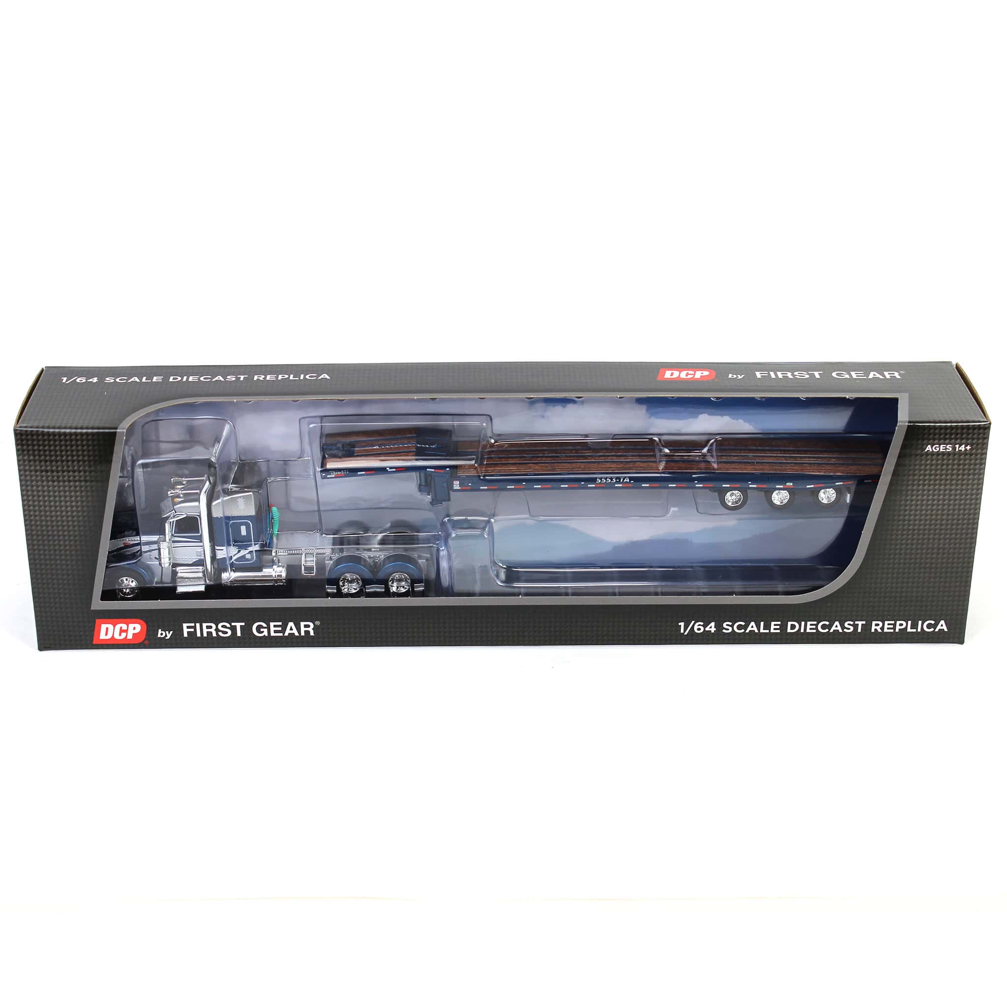 1/64 Peterbilt 389 with Talbert 5553T Traveling Axle Trailer, Blue/Silver, DCP by First Gear - Image 5
