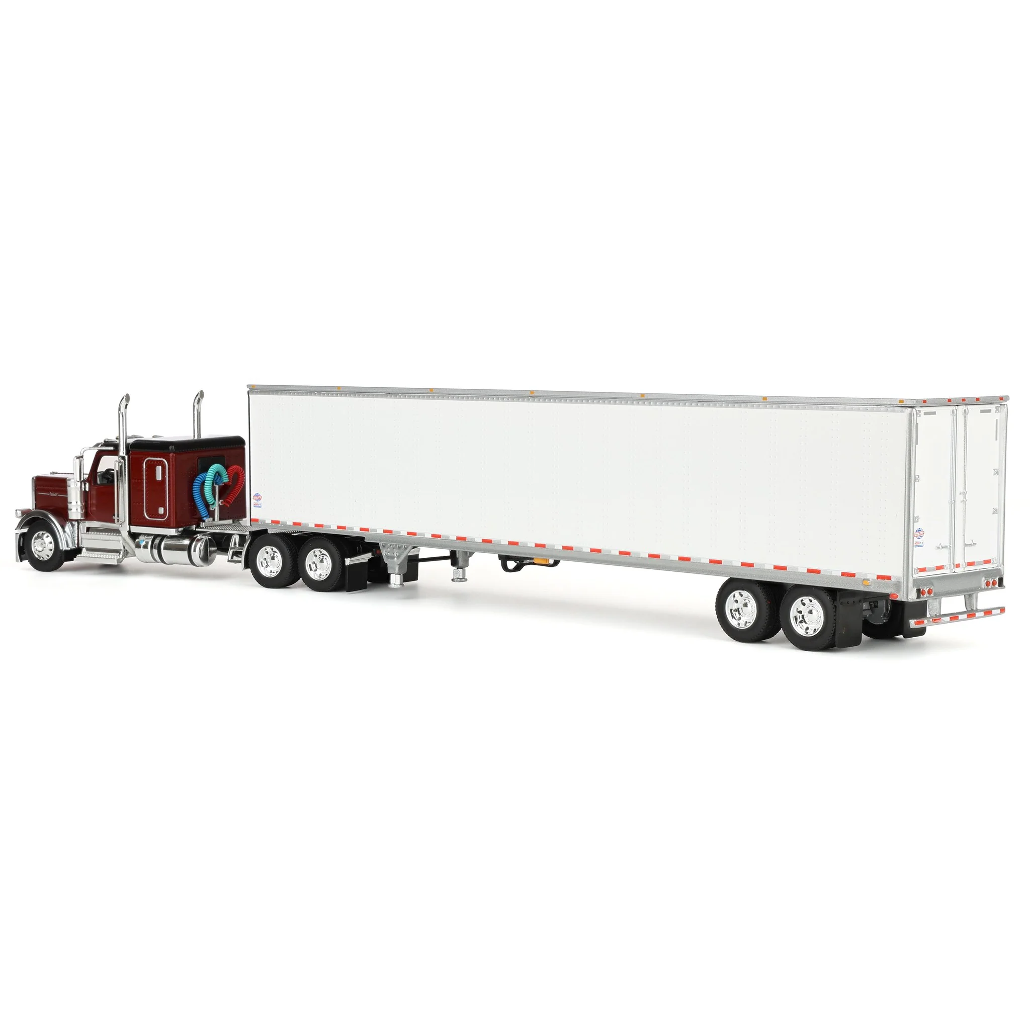 1/64 Peterbilt 589 Semi Truck with 58in Flattop Sleeper & 53ft Utility Trailer, Legendary Red, DCP by First Gear - Image 4