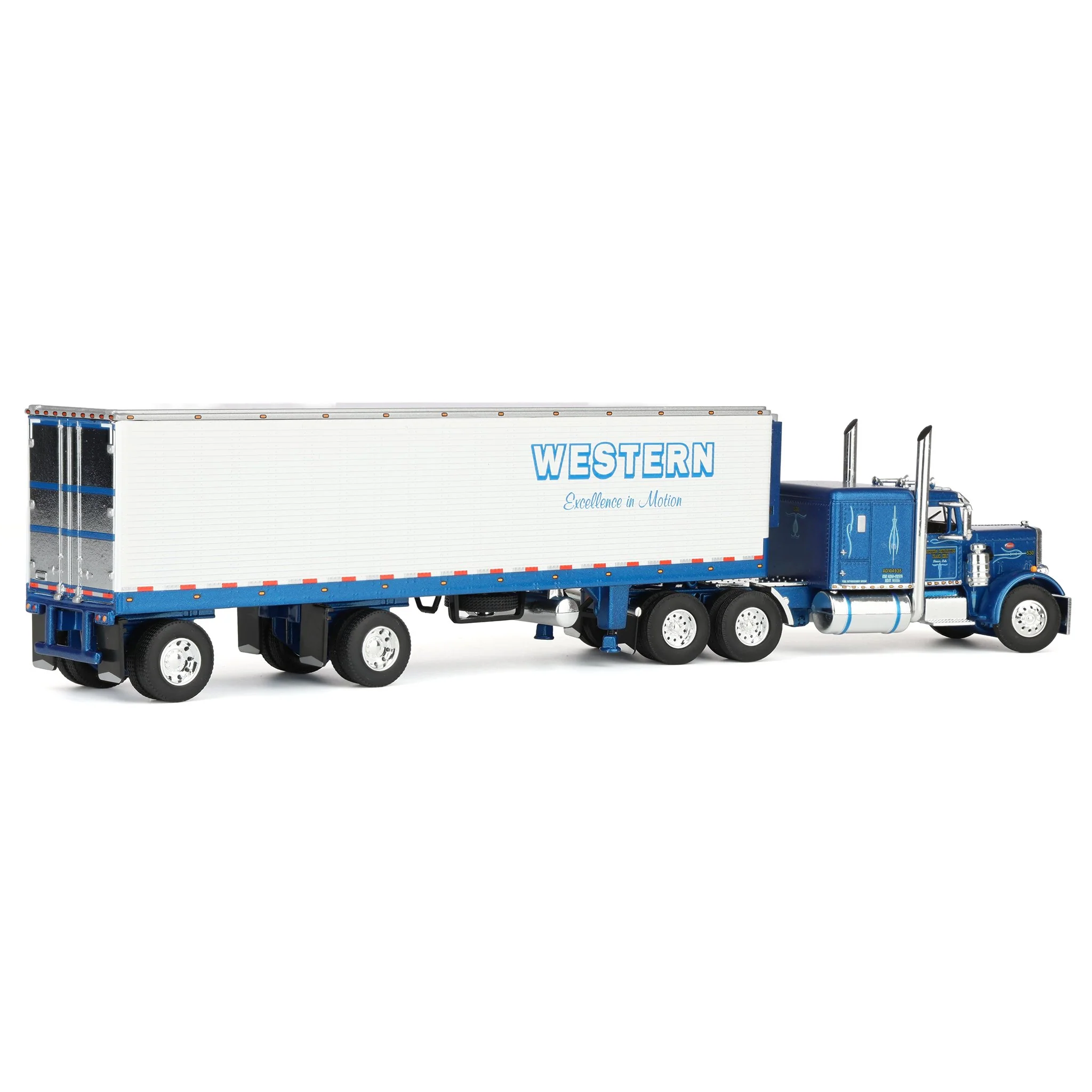 1/64 Peterbilt Model 351 Semi Truck with 40ft Vintage Reefer Trailer, Western Distributing, DCP by First Gear - Image 3