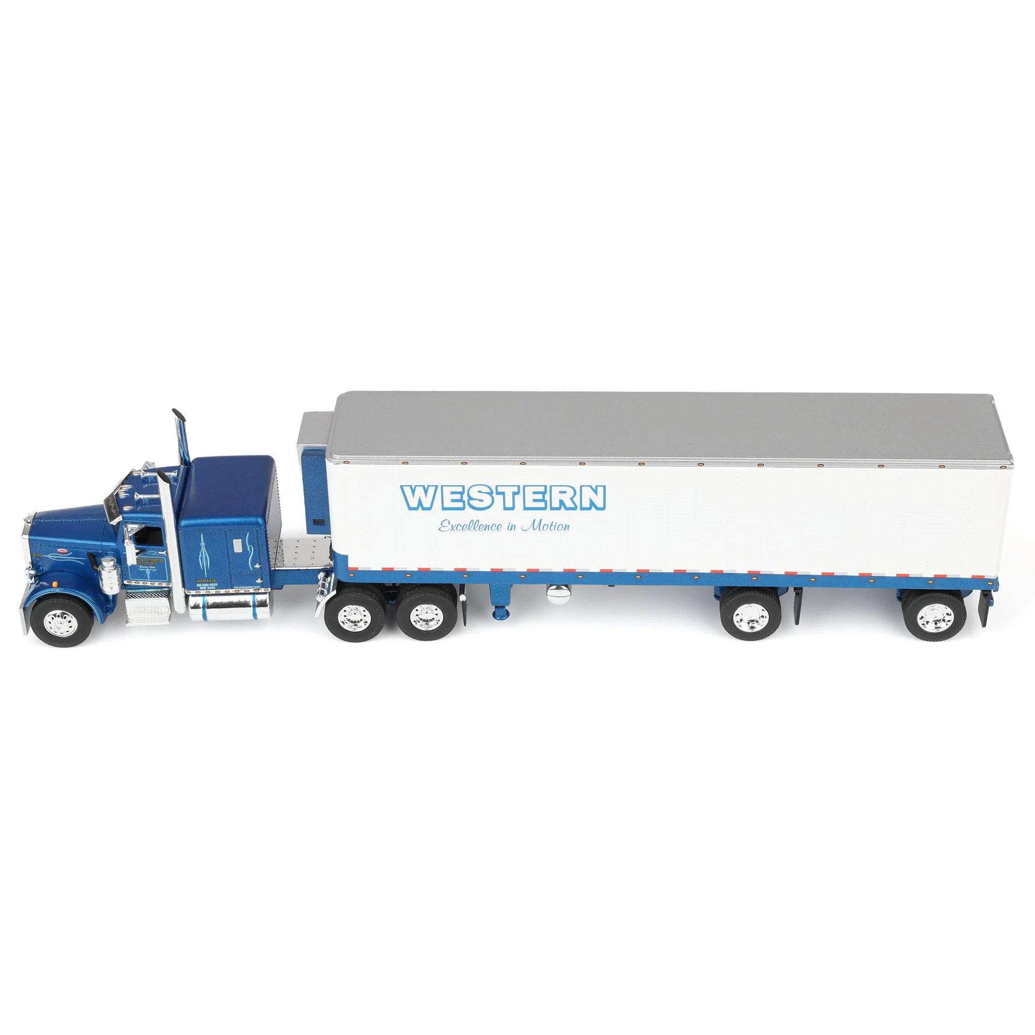 1/64 Peterbilt Model 351 Semi Truck with 40ft Vintage Reefer Trailer, Western Distributing, DCP by First Gear - Image 5