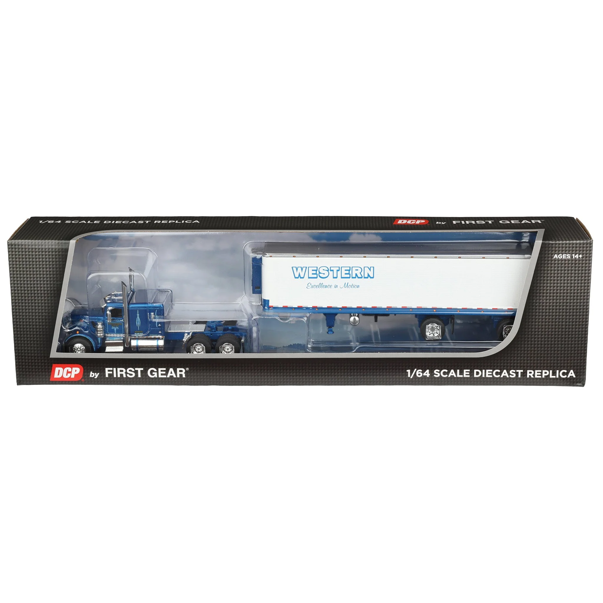 1/64 Peterbilt Model 351 Semi Truck with 40ft Vintage Reefer Trailer, Western Distributing, DCP by First Gear - Image 6