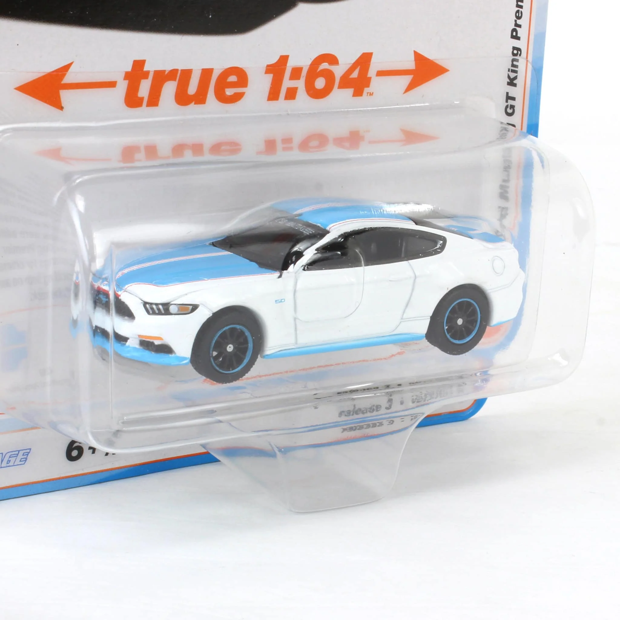 1/64 Petty’s Garage 2017 Ford Mustang GT Tribute Edition with Petty Garage Logos, White, Auto World - Image 2